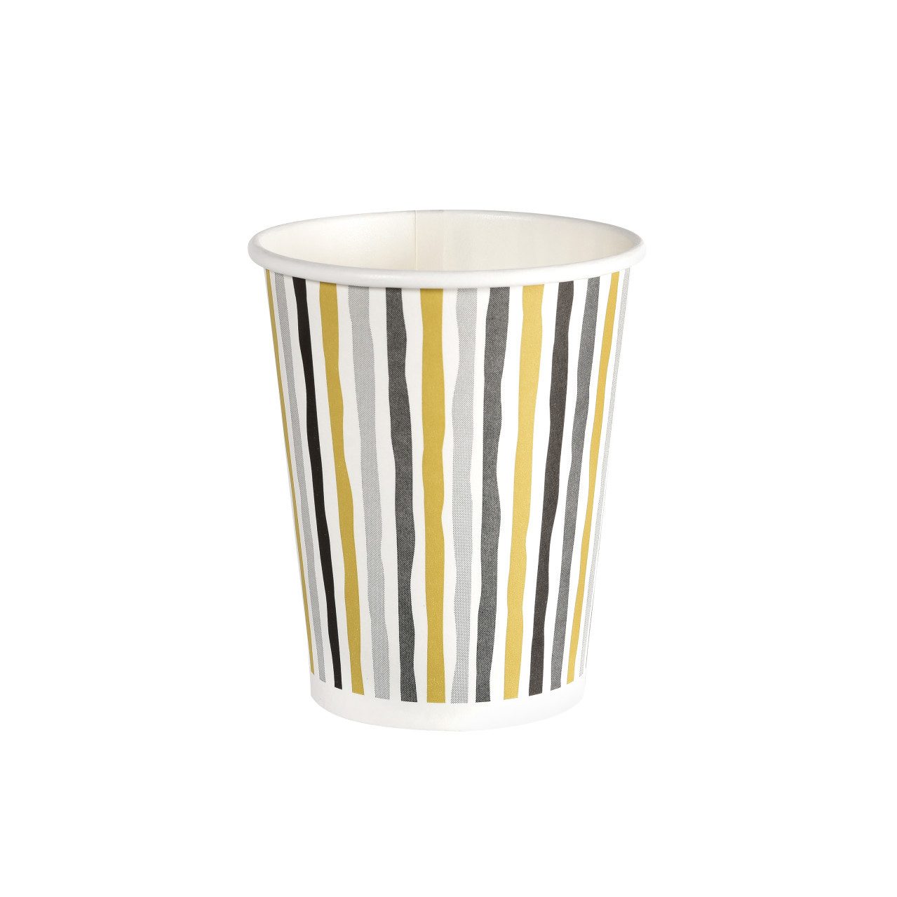 Duni Einweggeschirr-Set Duni Pappbecher 0,2 L weiß Stripes schwarz gold -, PP