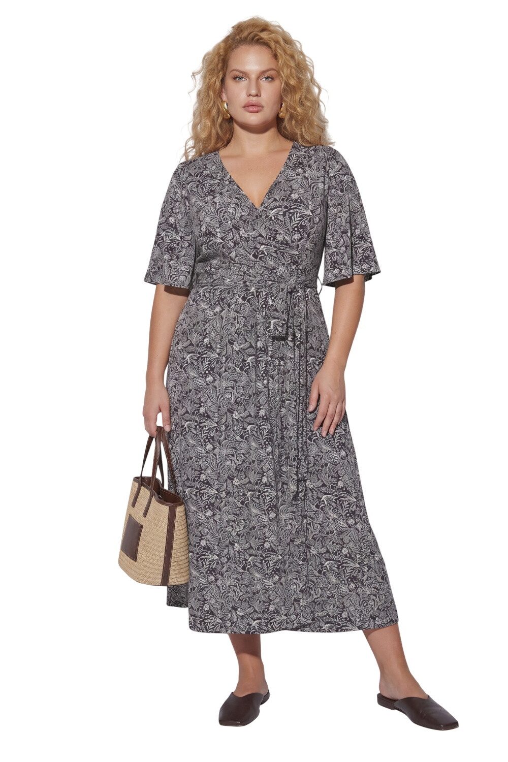 Shape of You Maxikleid Übergrößen Blumen Wickel-Maxi-Kleid