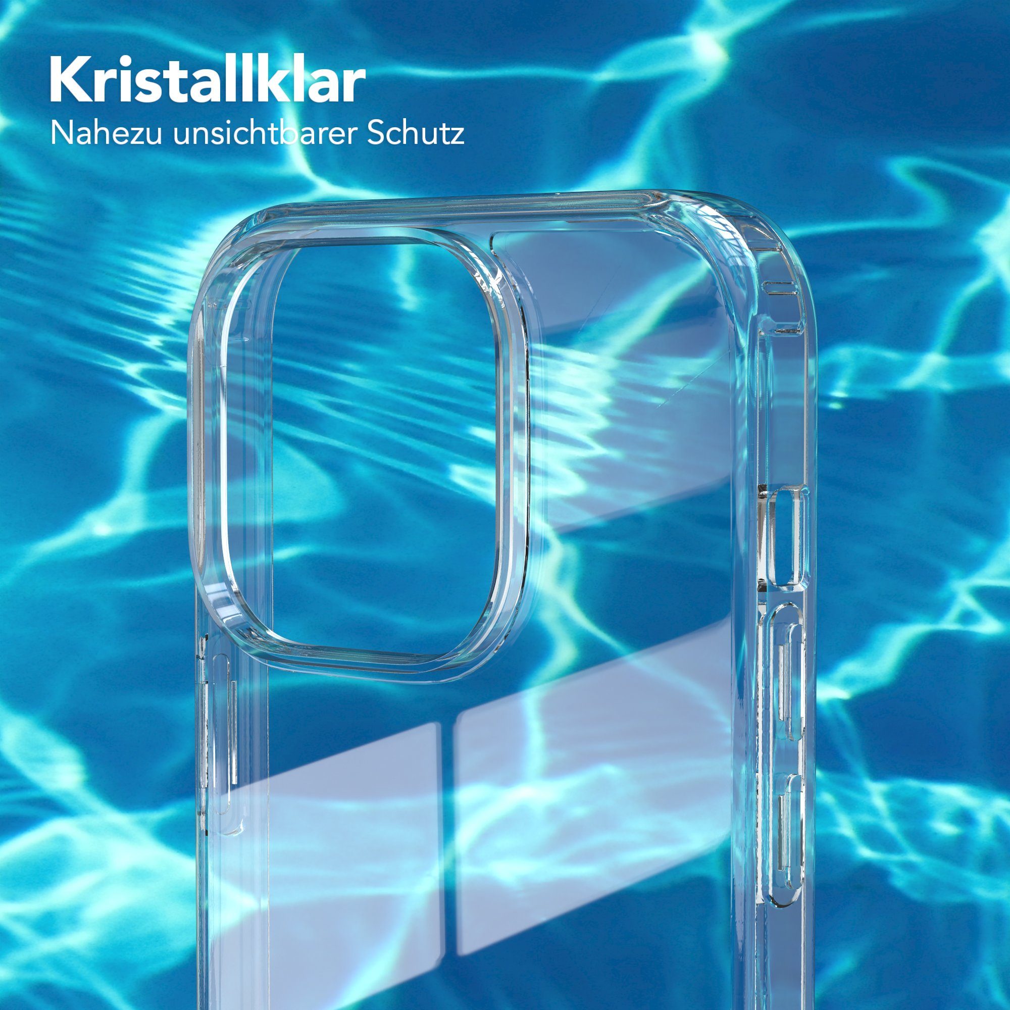 EAZY CASE Handyhülle Crystal Clear Case für Apple iPhone 14 Pro 6,1 Zoll, Schutzhülle Kameraschutz Silikonhülle Transparent Handyhülle Slimcover