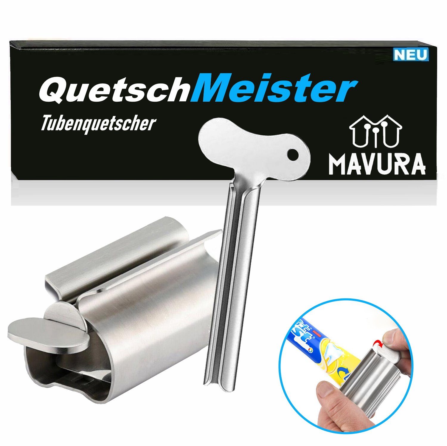 MAVURA Tubenquetscher QuetschMeister Tubenwalze Tuben Quetscher Tubenpresse Tubenausdrücker, Tubenquetscher Tubenaufroller Tubenentleerer Tubenauspresser