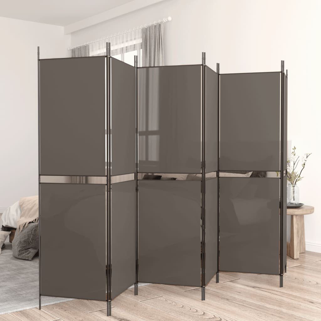 vidaXL Raumteiler 6-tlg. Paravent Anthrazit 300x220 cm Stoff, 1-tlg.