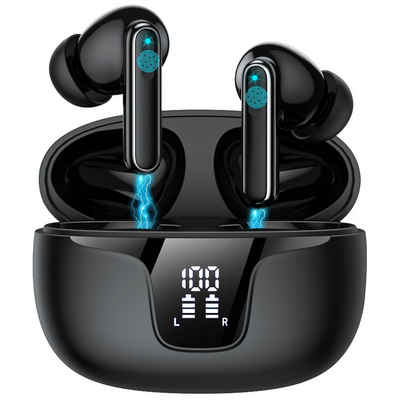 Giecy Bluetooth Kopfhörer, Mikrofon in ear Kopfhörer Kabellos Bluetooth 5.3 In-Ear-Kopfhörer (Voice Assistant, Siri, Bluetooth, Rauschunterdrückung, Touch Control, ENC Mikrofon, LED Anzeige kopfhörer, Wireless Headphones, Ohrhörer Bluetooth)
