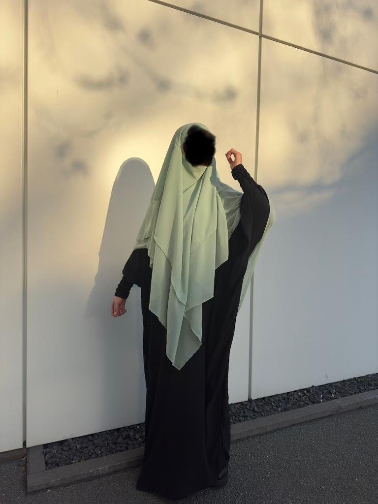 Bedeckung Kopftuch Aymasal Dreilagiger Chiffon Khumur Türkis Khimar Hijab locker Kopftuch