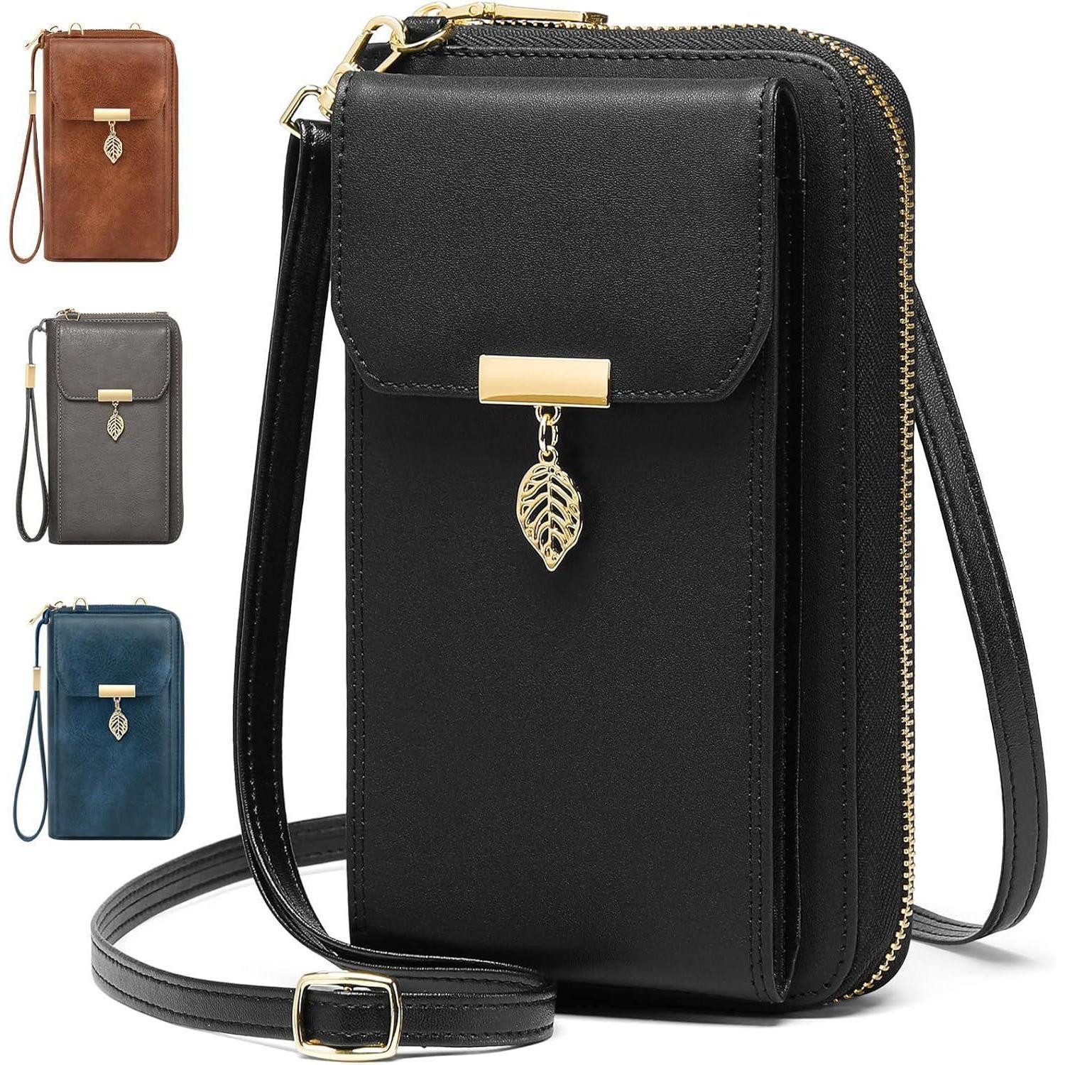 LuxusKollektion Handytasche Handytasche Umhängetasche Damen RFID Schutz Leder Schultertasche 12