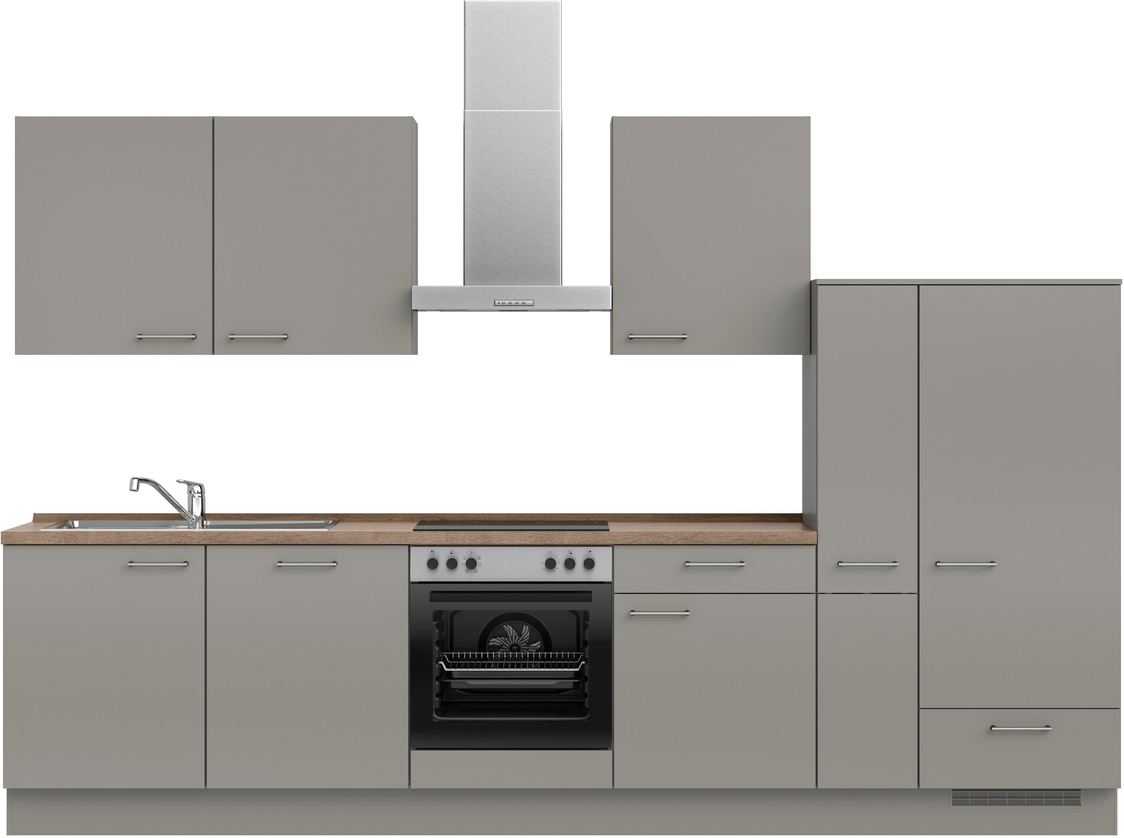 nobilia® Küchenzeile "Laser I", NEU: individuell anpassbar mit gratis Profi-Beratung, vormontiert, 330 cm breit, optional mit verschiedenen E‑Geräte-Sets