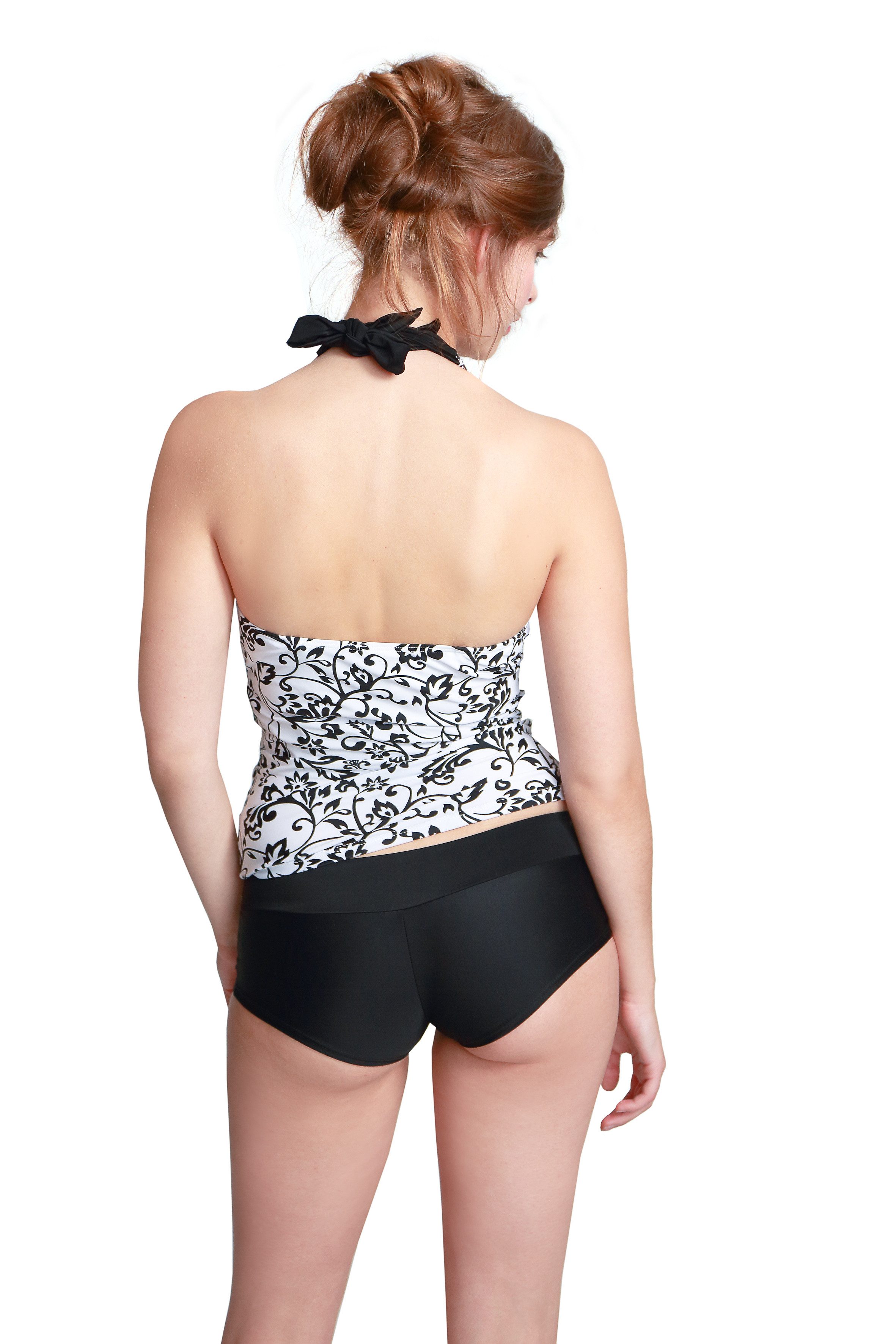 petit amour Umstandstankini Black&White ohne/ mit Bügel B/C/D/E Cup Umstandsbademode Schwarz (Set, 2-St., Neckholdertop und Hotpants Bkinihose), mit Bikinihose im Hotpantsstyle