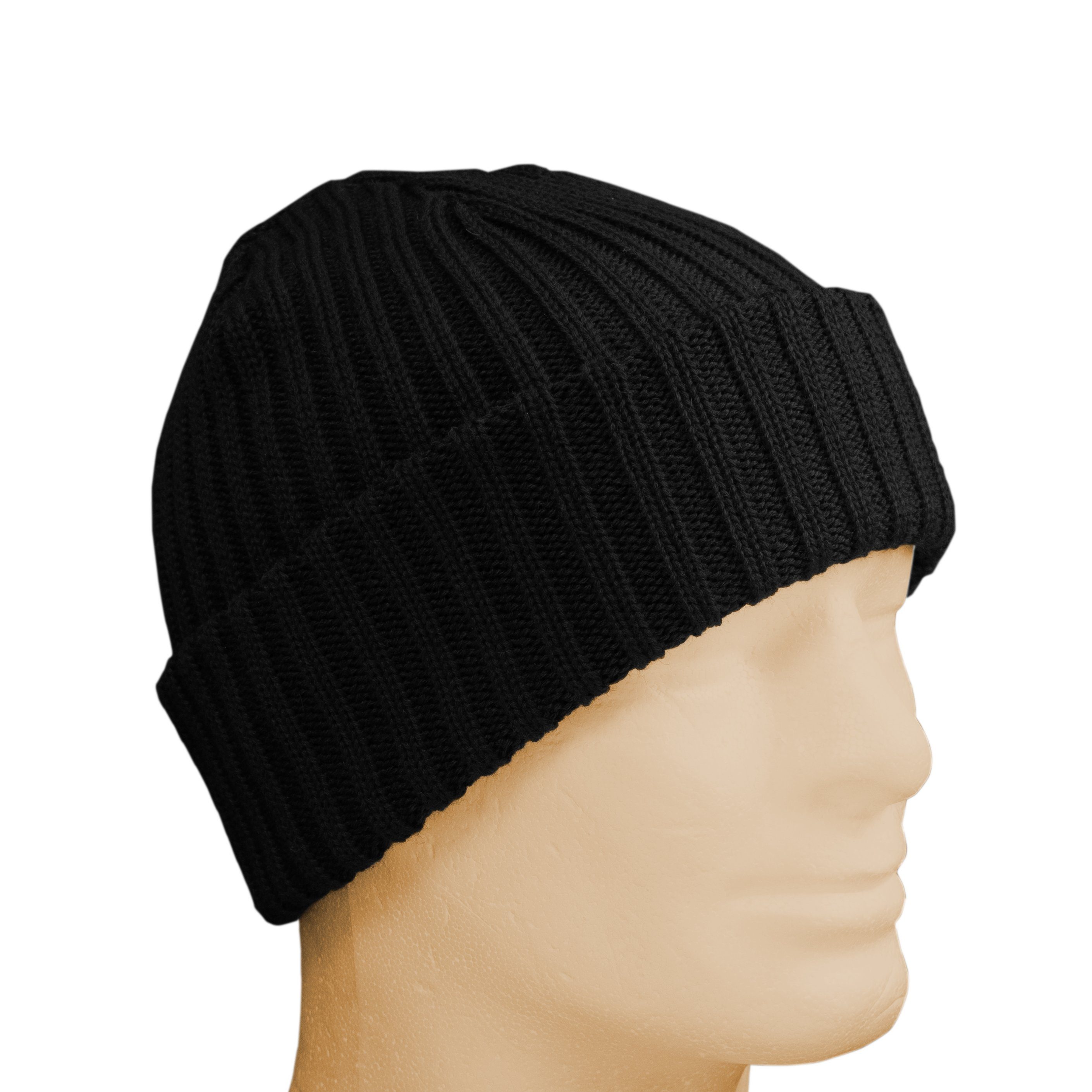 Cappelleria Melegari Strickmütze Wollmütze, Schwarz 100% Italy Wintermütze, Wolle, aus Made Beanie, in