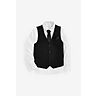 Black Waistcoat, Shirt & Plain Tie Set