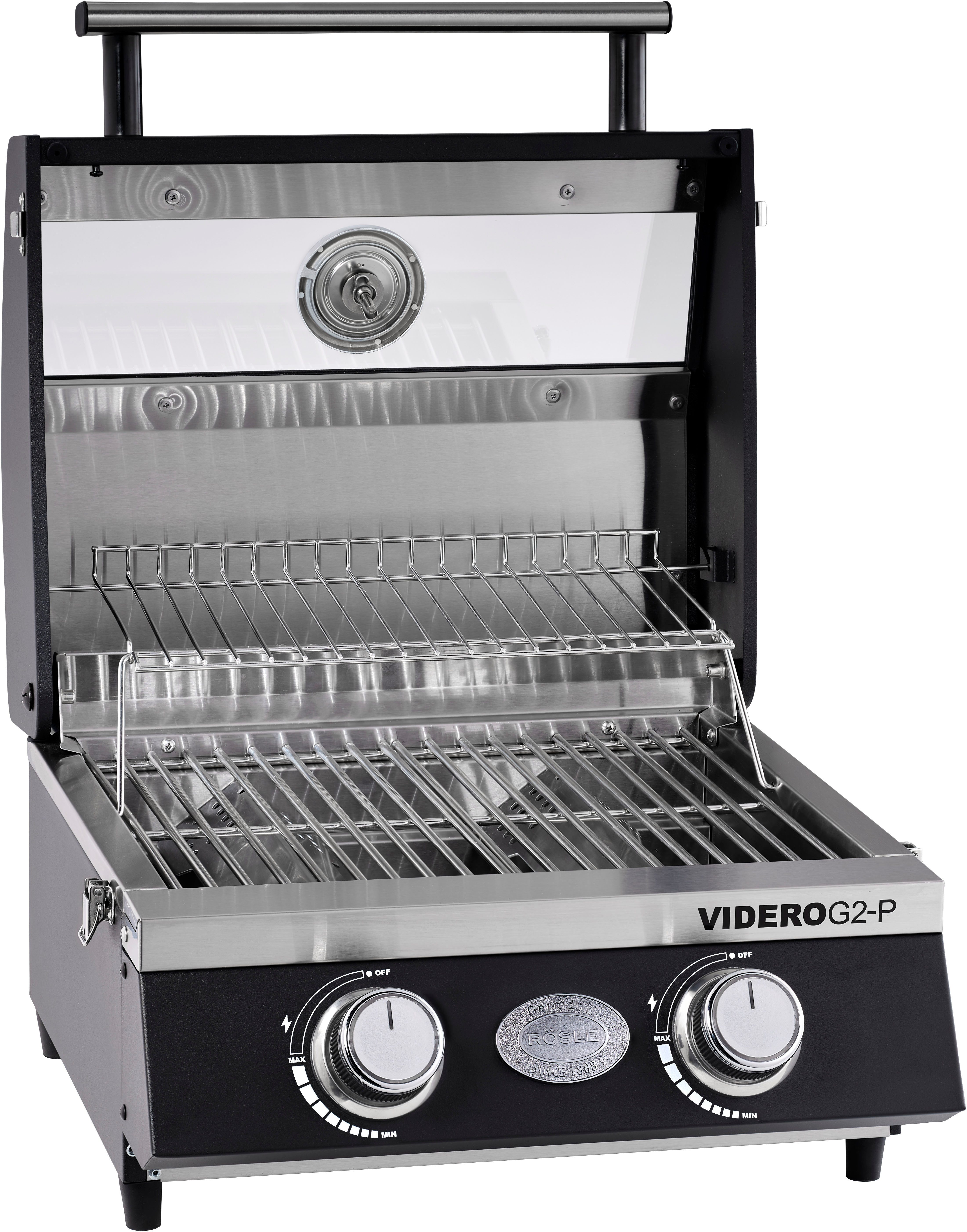 RÖSLE Gasgrill BBQ-Portable VIDERO G2-P, tragbar, variable Temperatursteuerung, Betrachtungsfenster