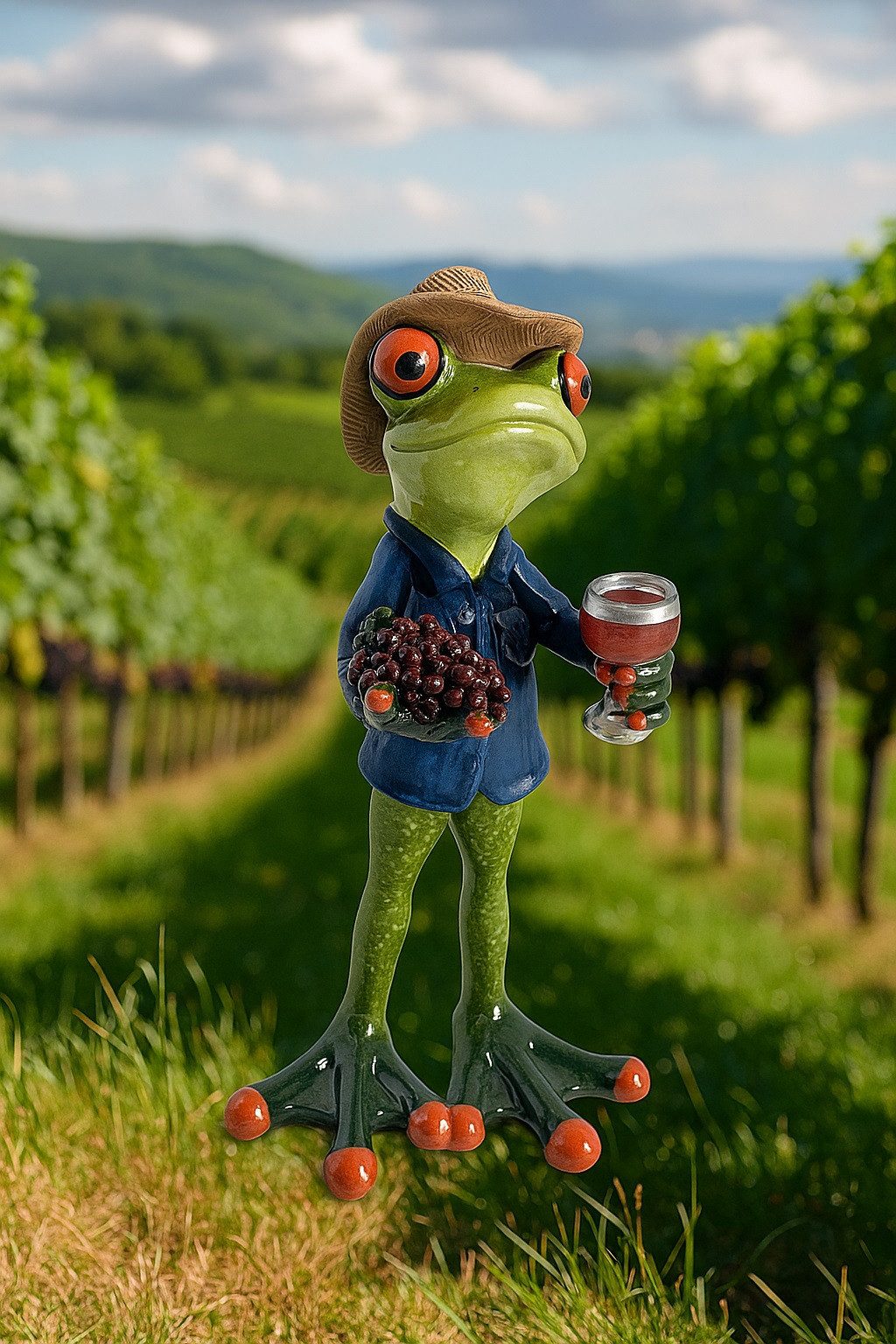 formano Dekofigur Frosch Winzer mit Weinglas und Trauben Froschhausen Figur günstig online kaufen