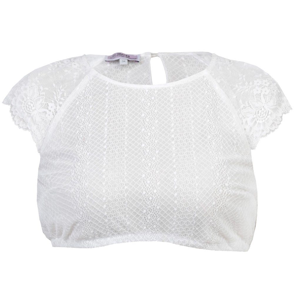 Dirndlbluse Spitzen Bluse 'Klara-Dalida' Flügelarm, Offwhite