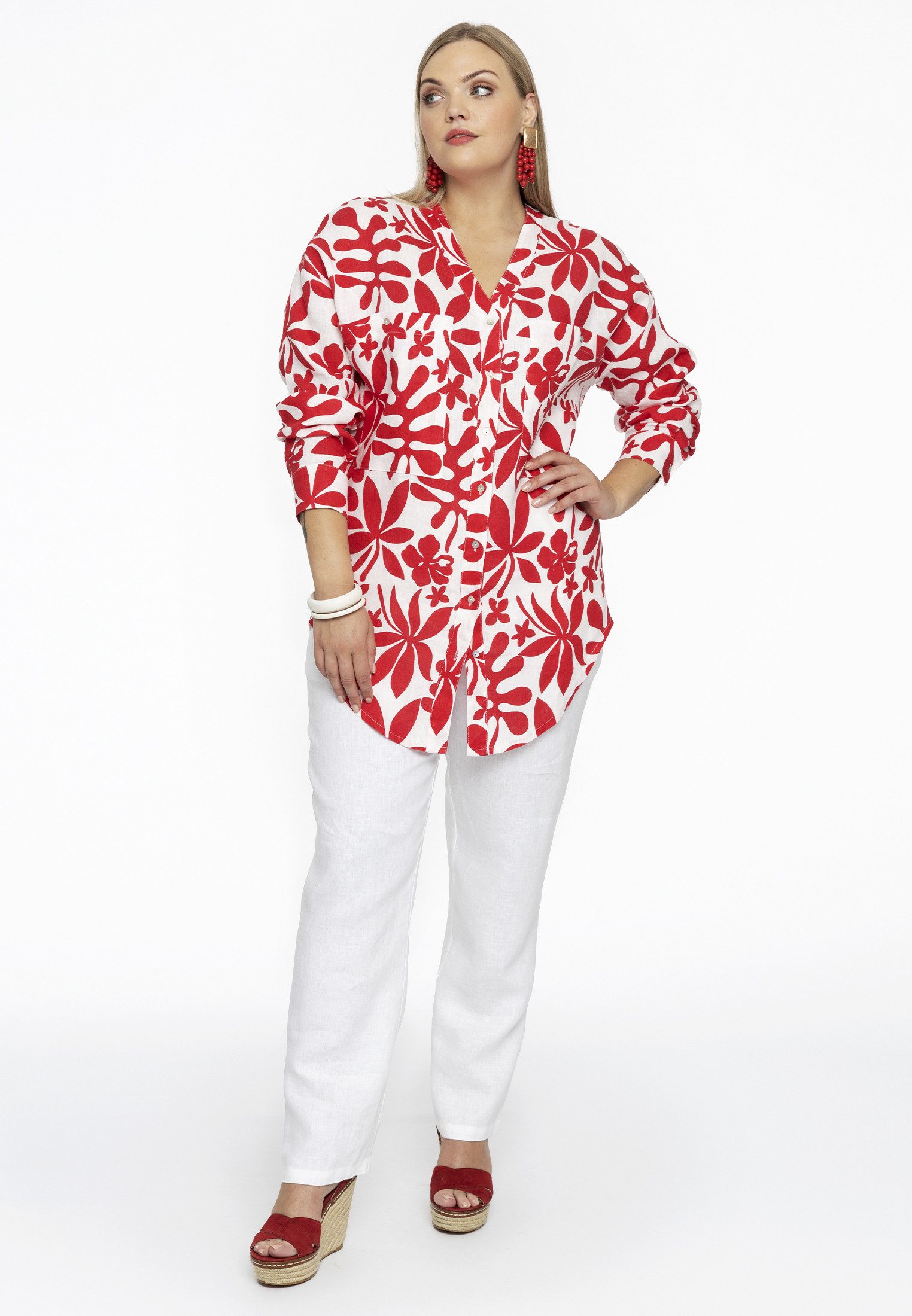 YOEK Bootcuthose Damen Leinenhose Große Größen