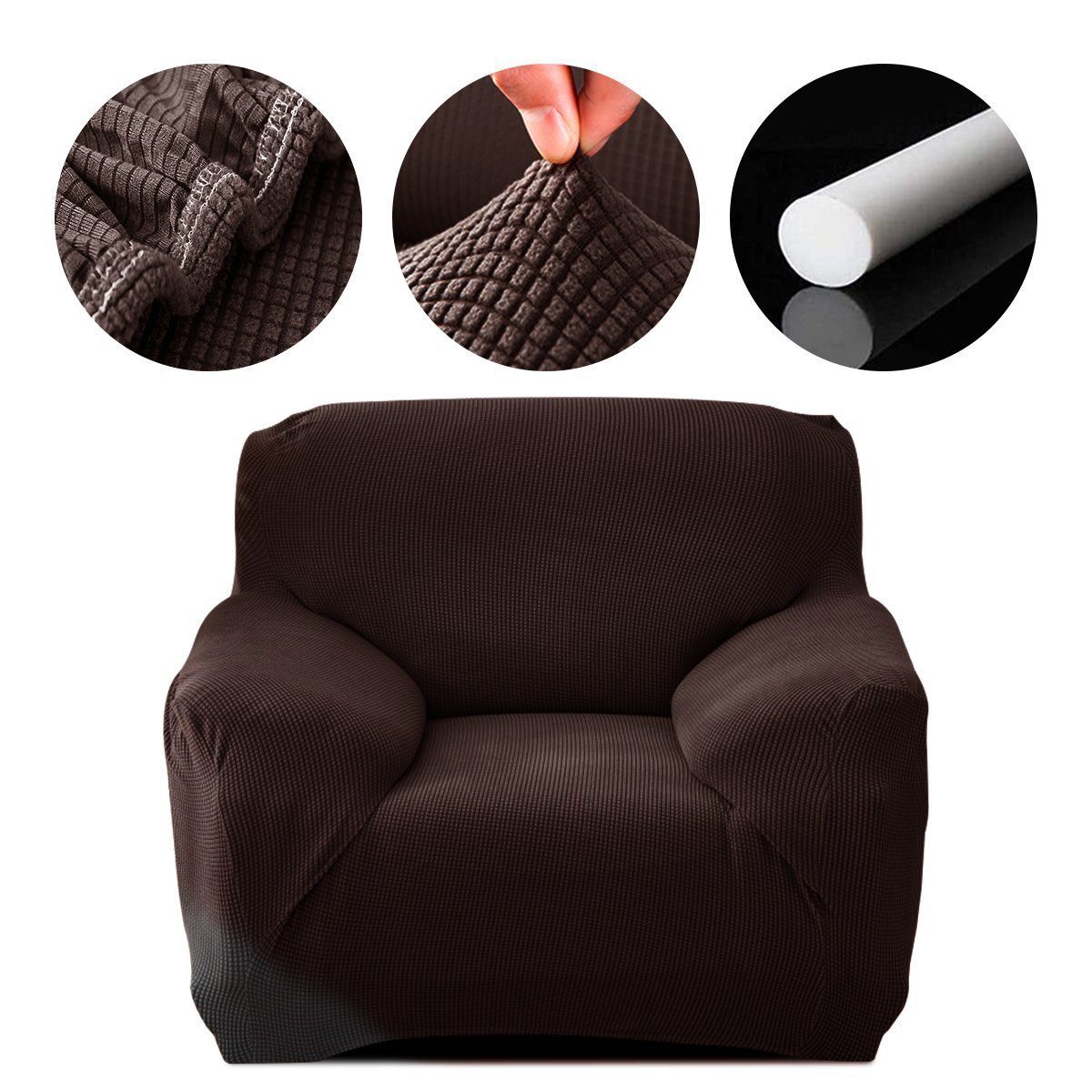 Sofahusse Sofahusse Stretch Sofa Abdeckung mit Elastische, MULISOFT, Sofabezug 1/2/3/4 Sitzer Stretch Schonbezug Couchbezug braun