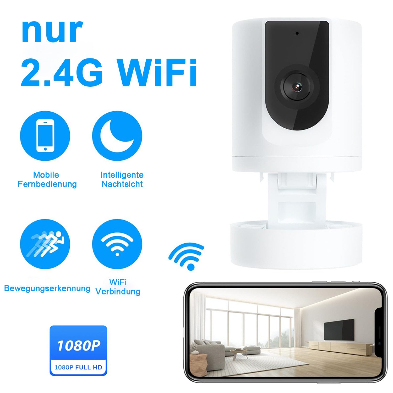 BoyKeep K11 1080P 2.4G Small Wi-Fi Camera with Mobile App (Indoor Use, 5 GHz WiFi Not Supported, Motion Detection, 2-Way Audio, Night Vision, Cloud & SD Storage)