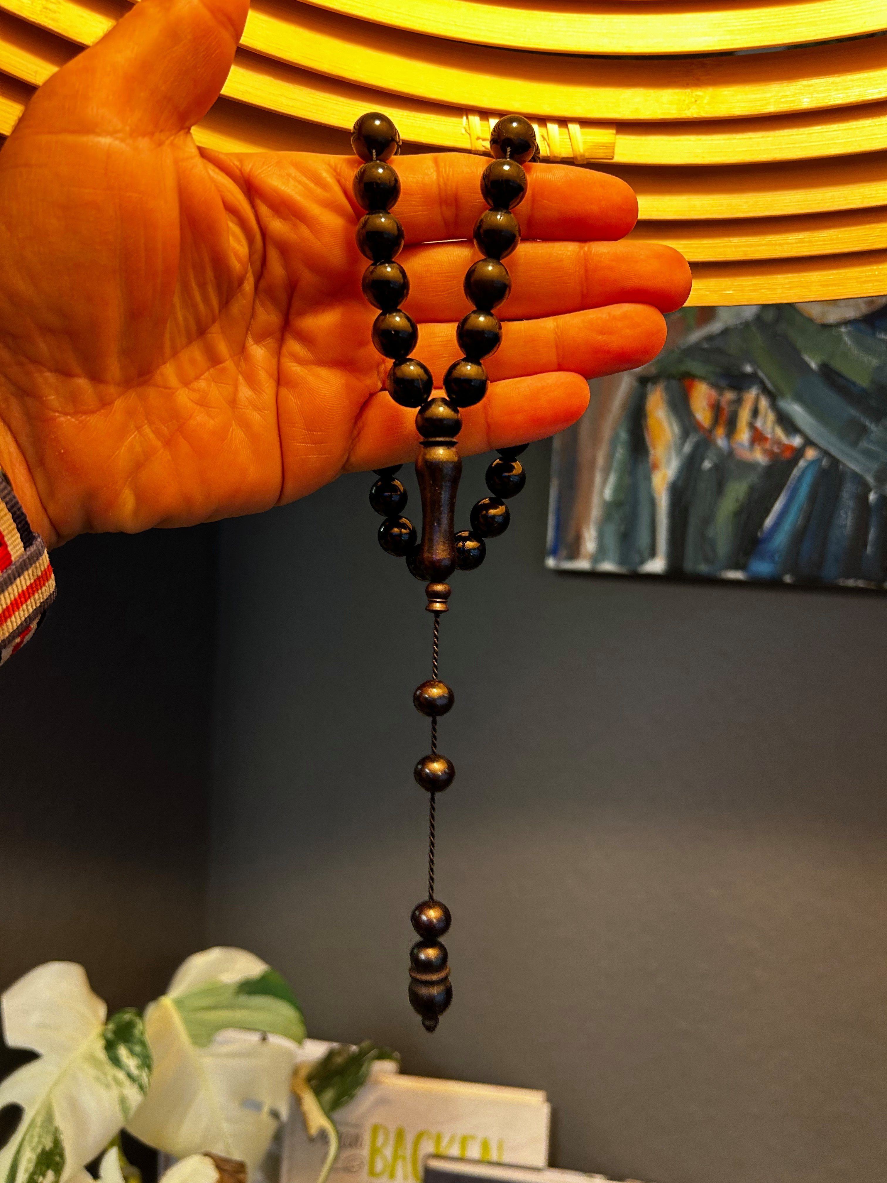 TesbihBid Kettenanhänger Gebetskette Tesbih Bakalite Amber (33-tlg) faturan Misbaha Prayerbeads Schwarz