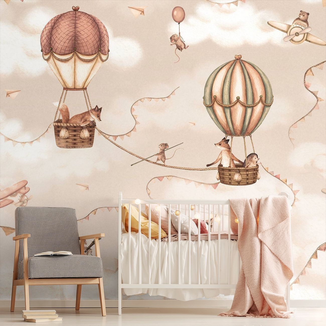 Bilderdepot24 Kindertapete Abenteuer am Himmel Sepia Kinderzimmer Wolken Vlies, Glatt, Matt, (Vliestapete inkl. Kleister oder selbstklebend), geruchsfreie Tapete Kinderzimmer