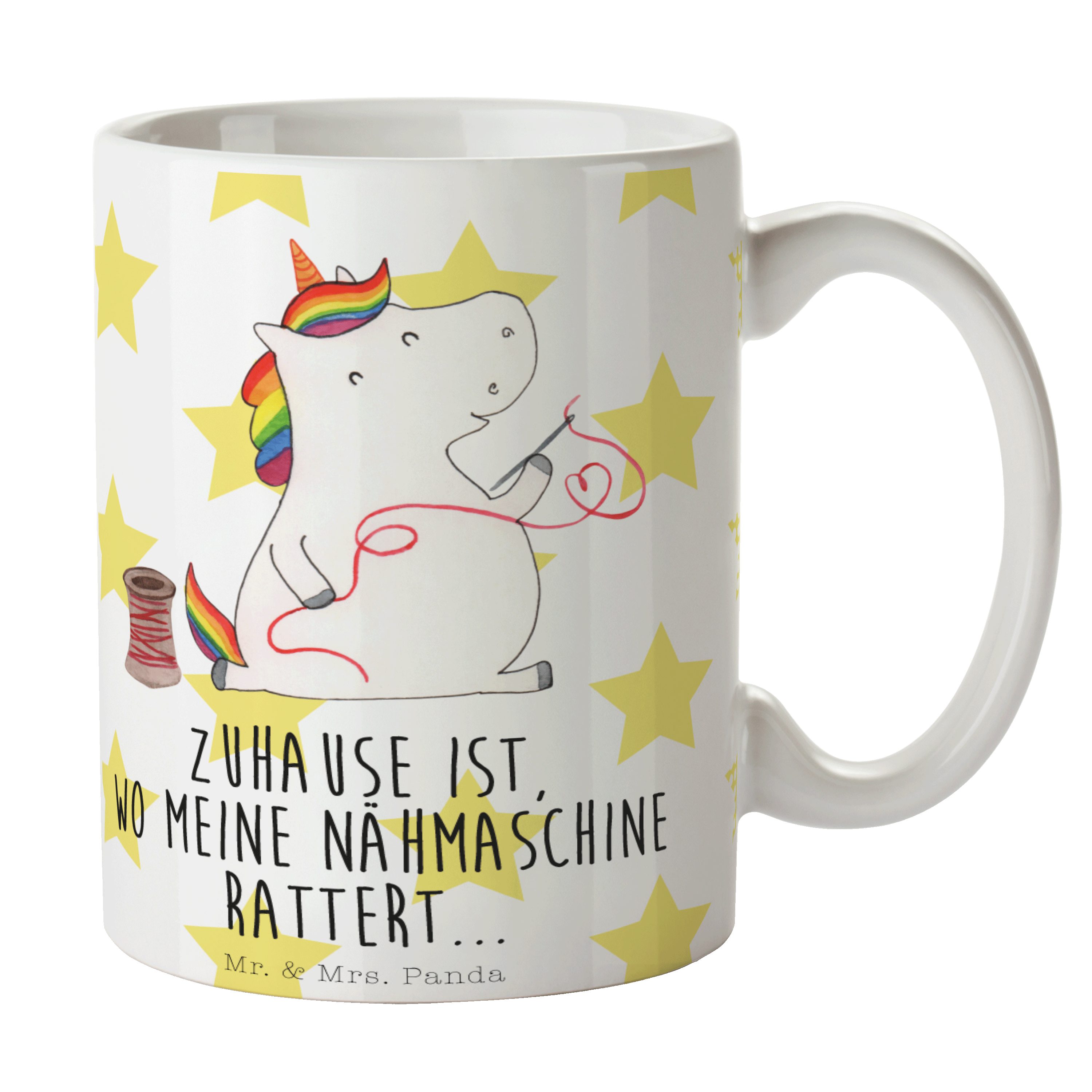 Porzellantasse, Tasse, Panda & Weiß Näherin - Keramik Mr. Geschenk, - Mrs. Tasse Einhörner, Einhorn