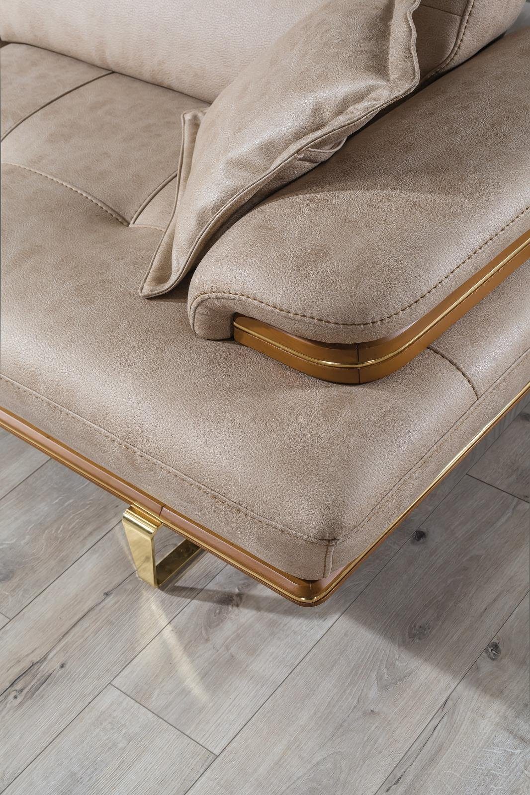 JVmoebel Sofa Sofa 1 Dreisitzer Luxus Beige Neu, in Teile, Möbel Polster Couch Made Design Europa Moderne