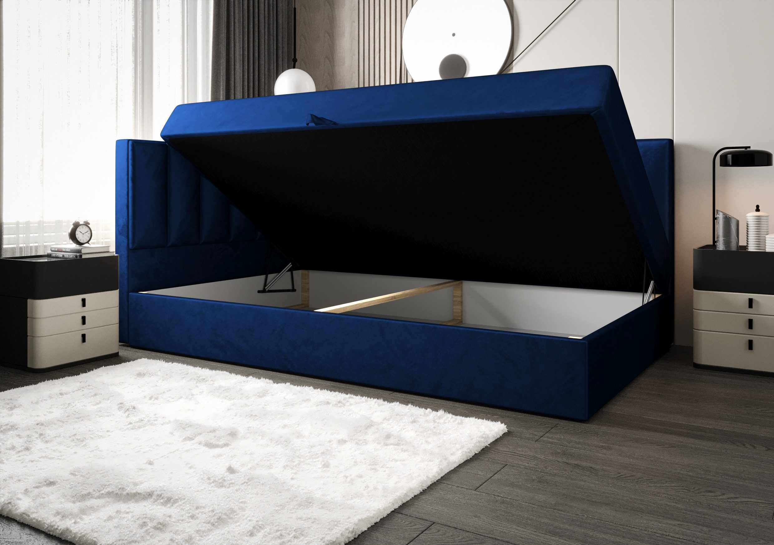 B&B Home Boxspringbett Boxbett Adelle VII (H3 Matratze Bonellfederung, Kopfteil, Seitenteil und Bettkasten)