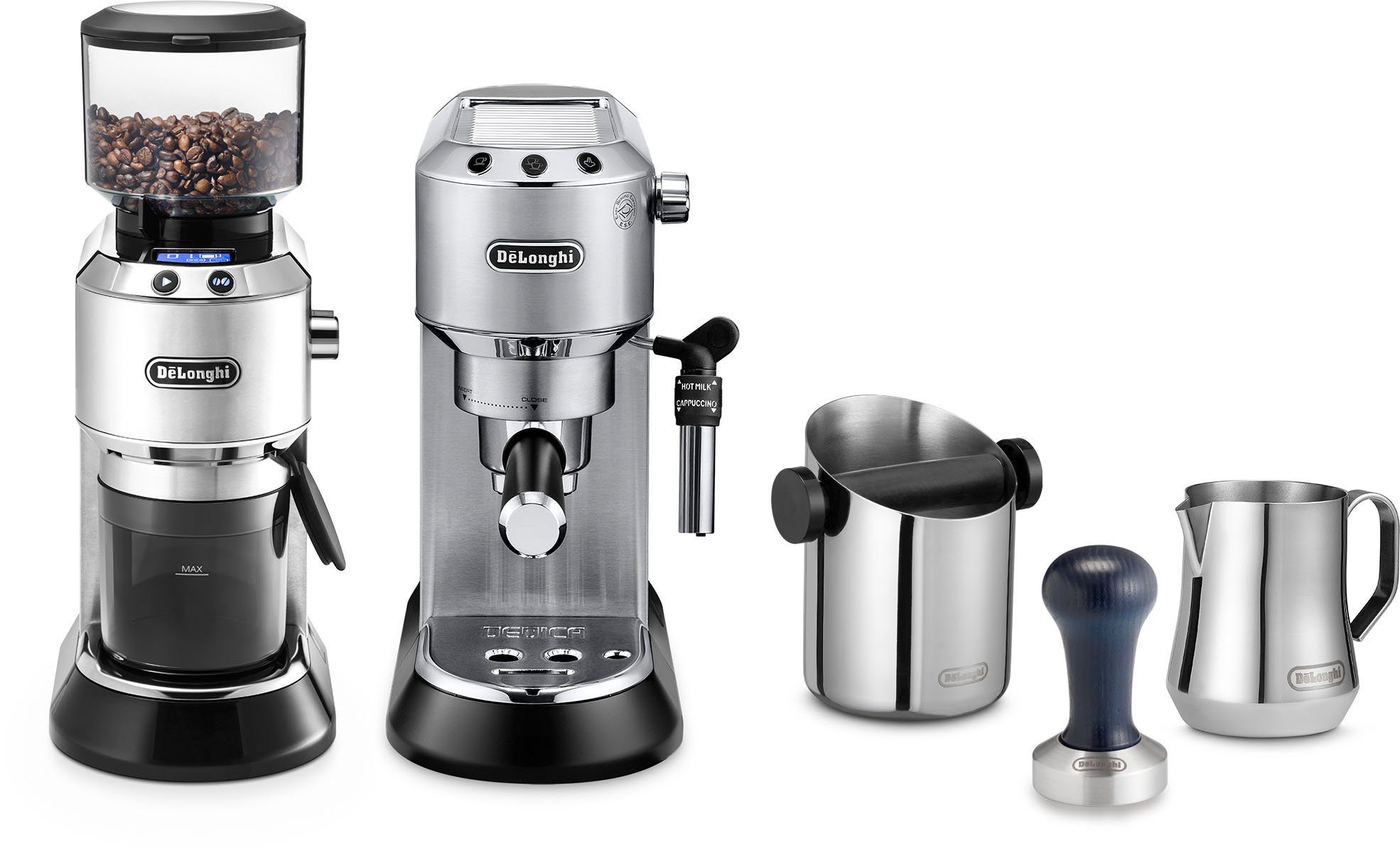 De'Longhi Espressomaschine ECKG6821.M, Siebträger, inkl. Kaffeemühle, Tamper, Abschlagbox+ Kännchen