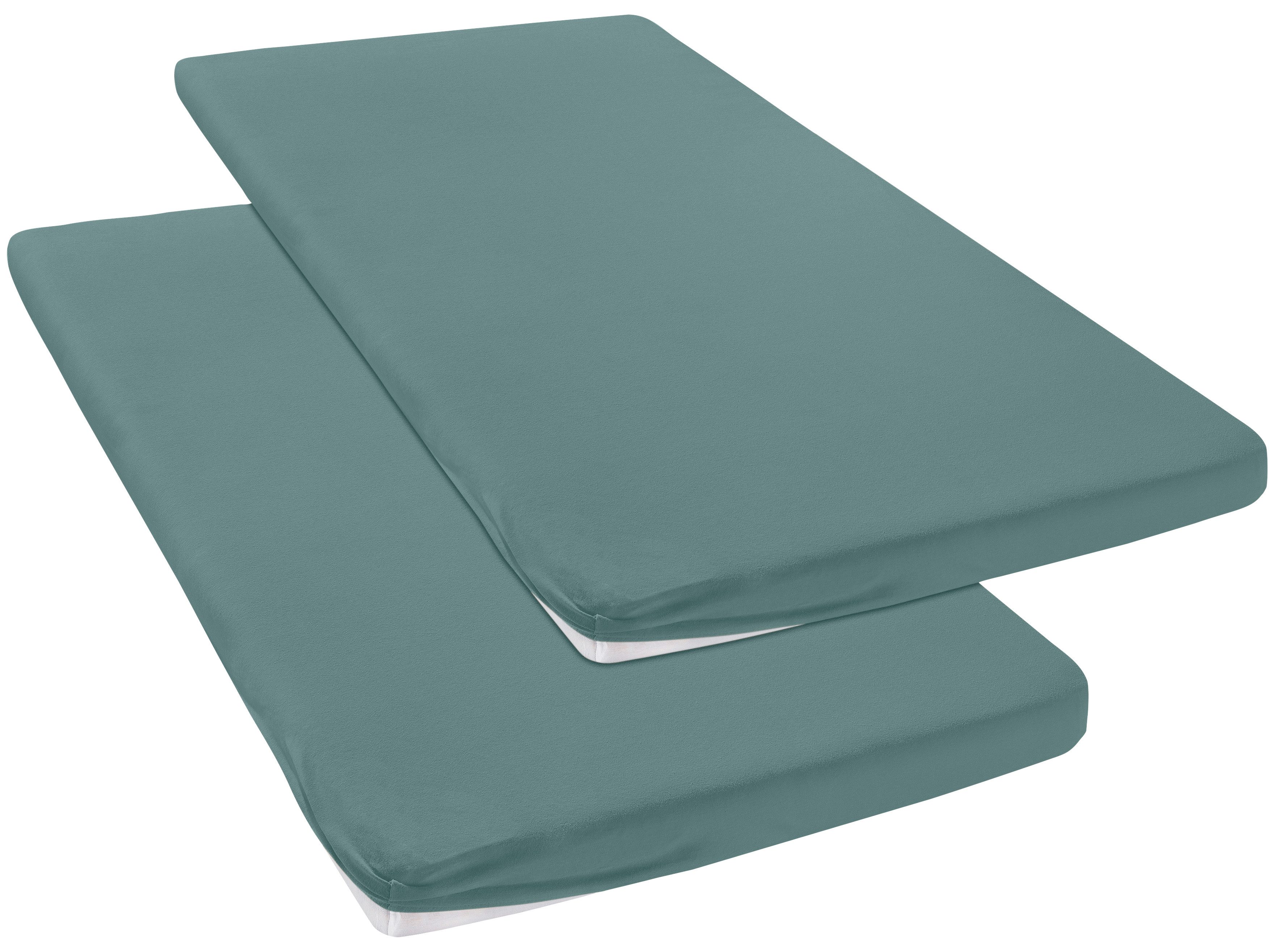 OTTO home Spannbettlaken Topper Basic, in Gr. 90x200, 140x200 oder 180x200 cm, Baumwoll-Jersey, Gummizug: rundum, (2 Stück), Baumwolle, Matratzen bis 8 cm Höhe, Bettlaken, Spannbetttuch, Laken