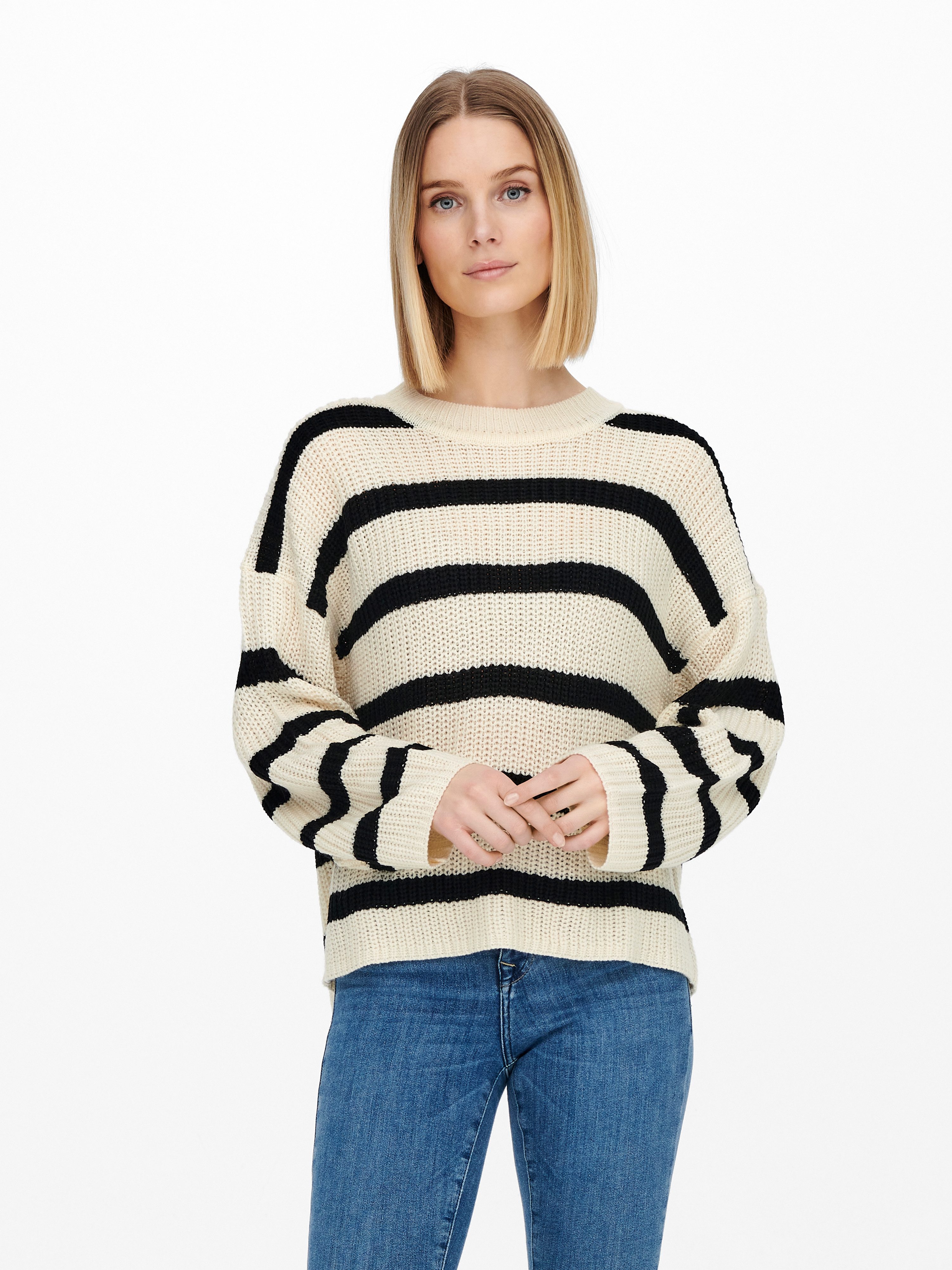 JDY Strickpullover JDYJUSTY L/S STRIPE PULLOVER KNT NOOS