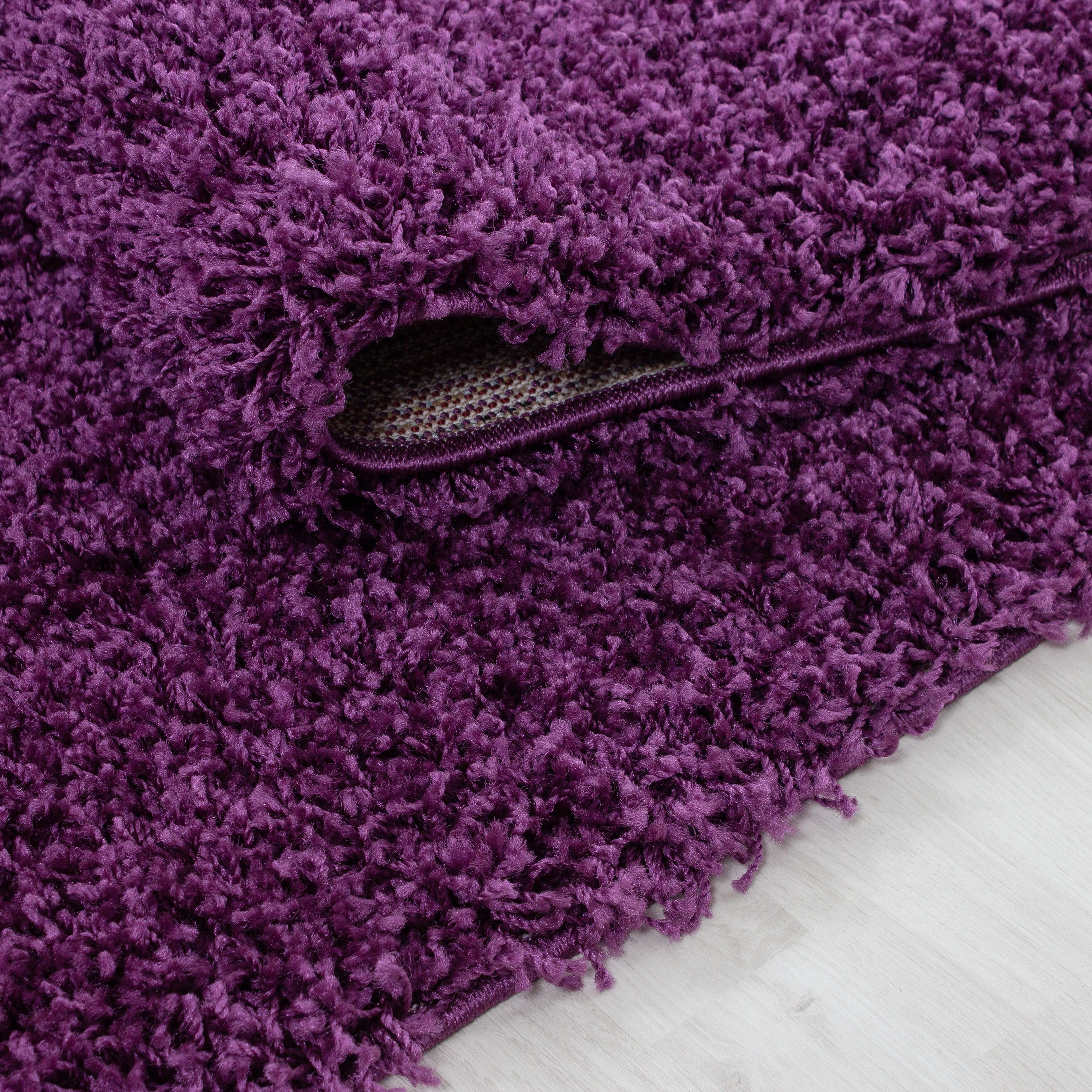 Teppium Teppich Unicolor - Einfarbig, Rund, Höhe: 30 mm, Einfarbig Shaggy Teppich Wohnzimmer Langflor versch. farben und größen