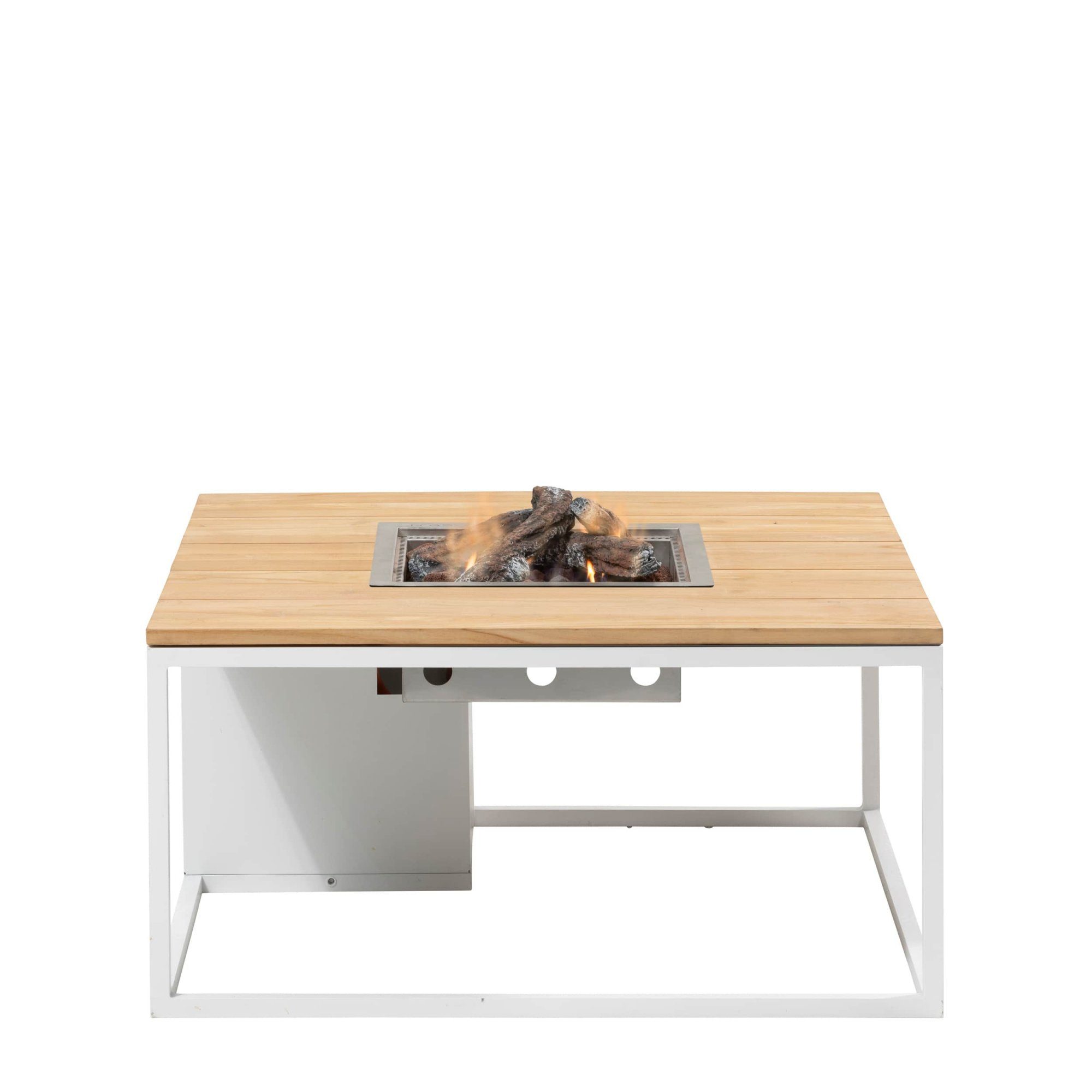 COSI Feuertisch Cosiloft 100 weiß/Teak, Loungetisch, Gartentisch, Feuerstelle
