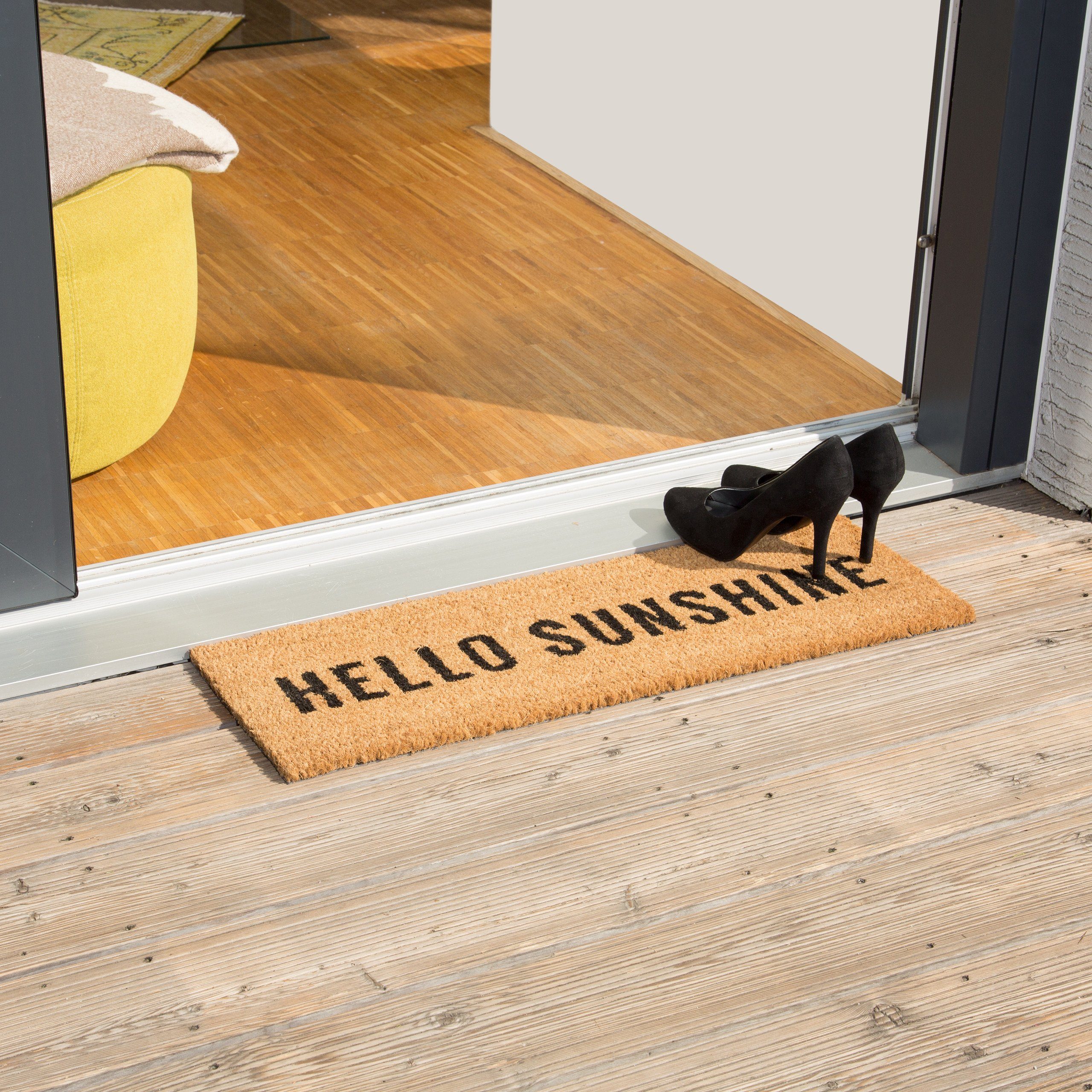 relaxdays Fußmatte schmal HELLO SUNSHINE, Höhe: 15 mm günstig online kaufen