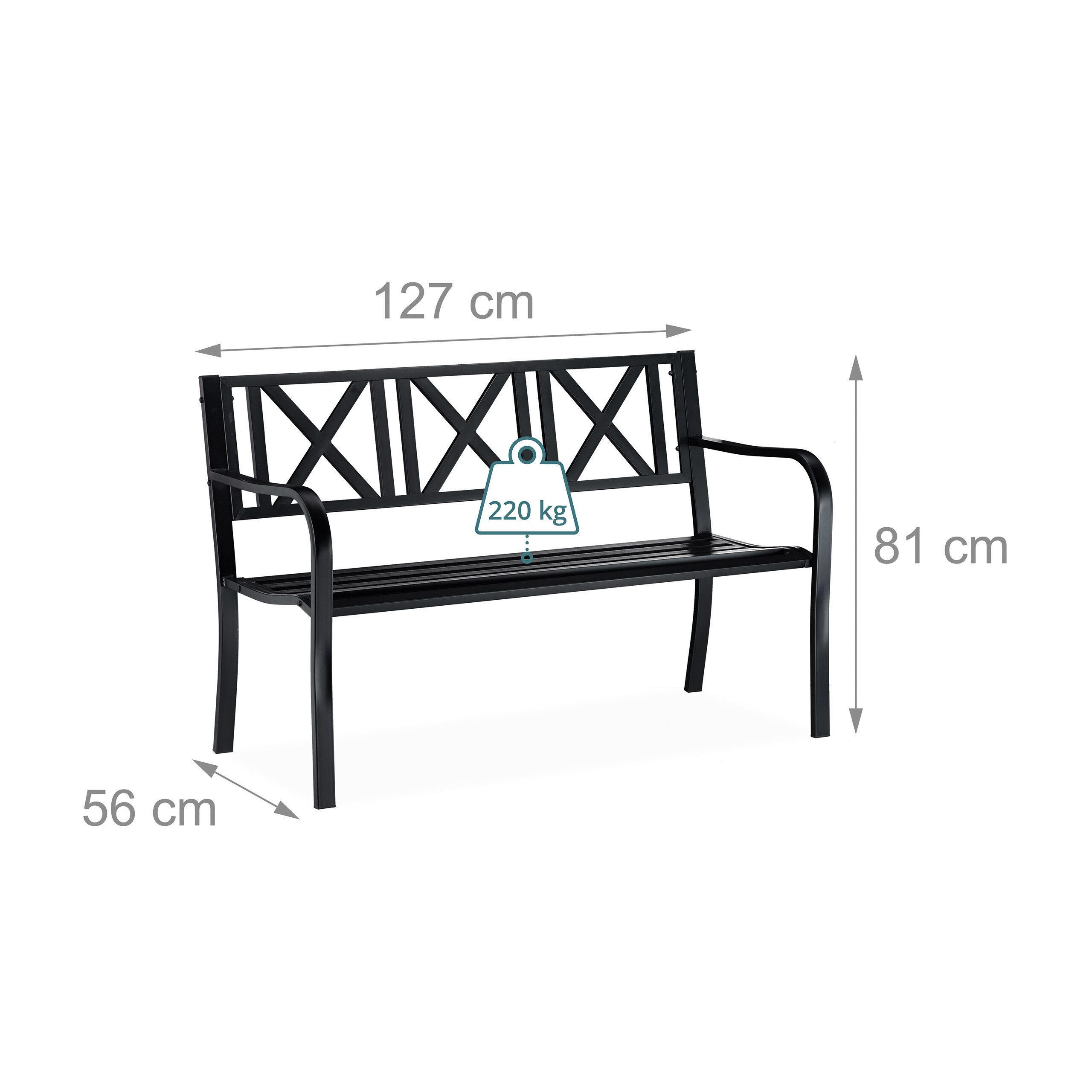 relaxdays Gartenbank aus Metall (1-St) – Bild 4 von 5