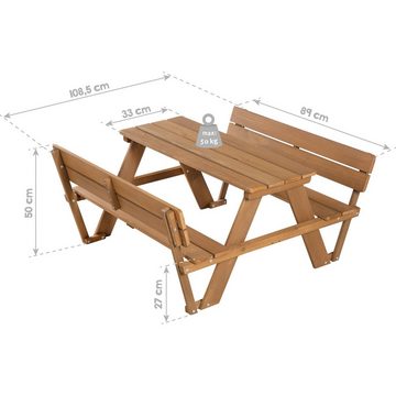 roba® Garten-Kindersitzgruppe Outdoor+, mit 2 Bänken, 1 Tisch "Picknick for 4", aus Massivholz, wetterfest