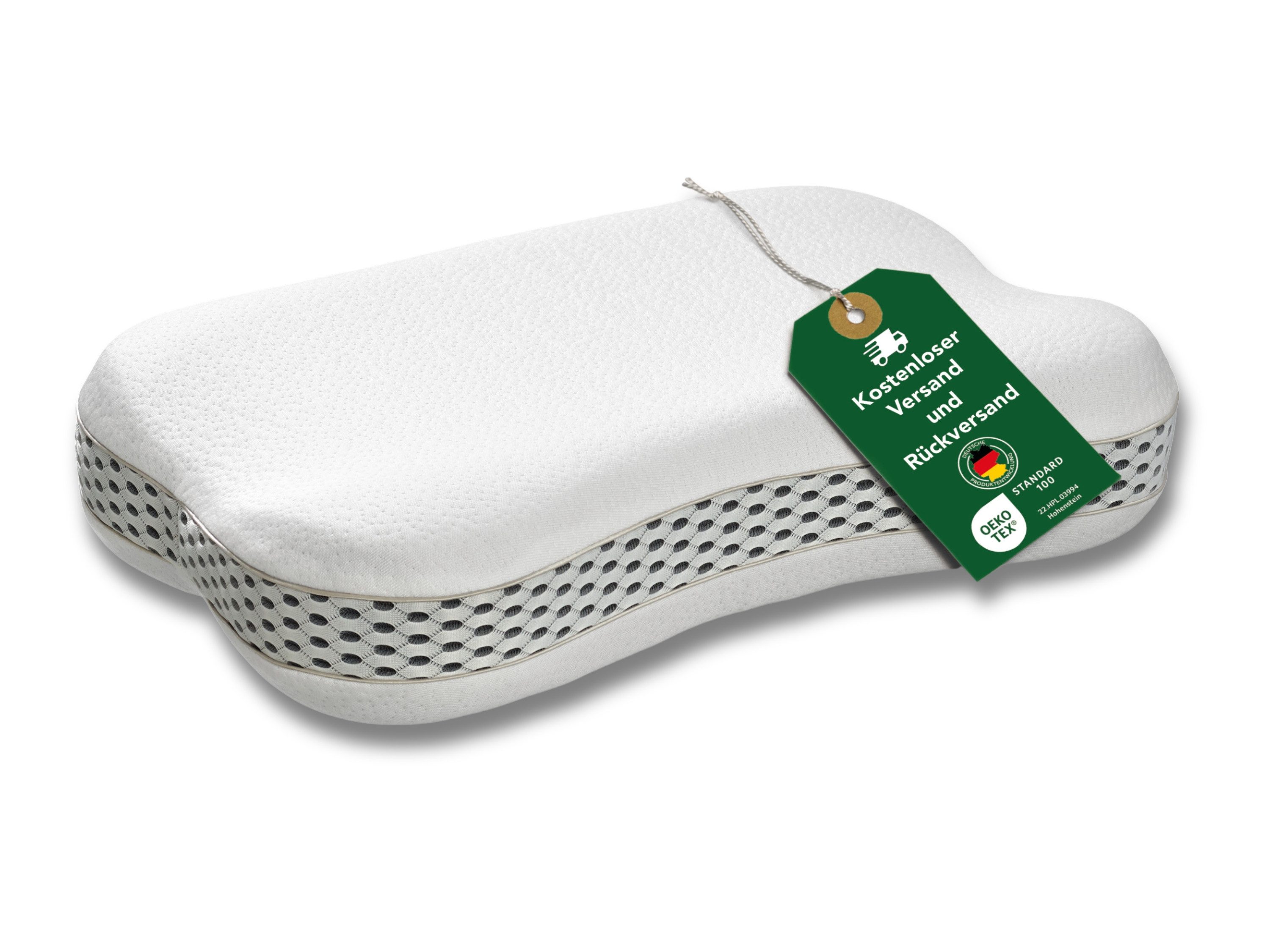 Dreamstar Nackenstützkissen ergonomisches Nackenkissen für unterwegs und zuhause, Reisekissen, Füllung: Viscoschaum mit Memory-Effekt, Seitenschläfer, Rückenschläfer, Bauchschläfer, Nackenstützkissen, Viscoschaum mit Memory Effekt, 50x30x10cm