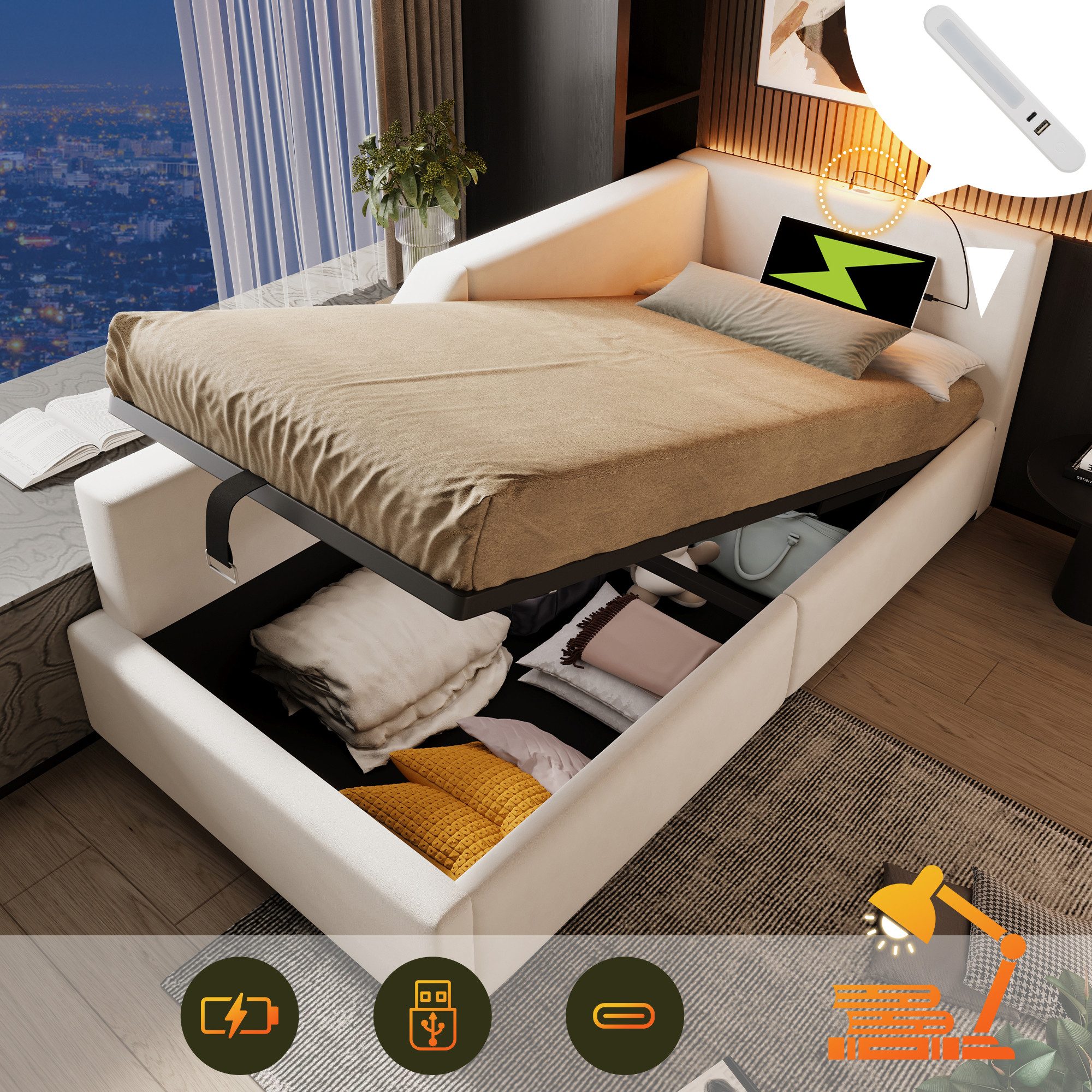 HAUSS SPOLE Schlafsofa 90x200cm mit hydraulischem günstig online kaufen