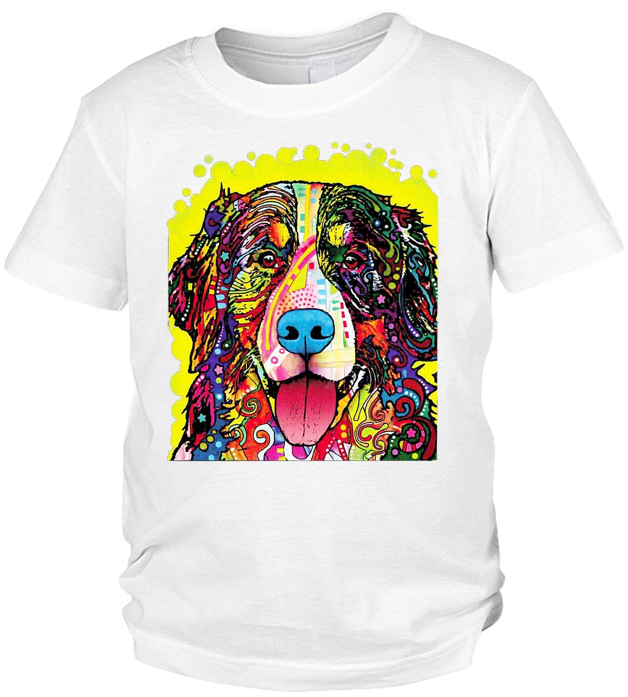 T-Shirt Print-Shirt : Sennenhund Kinder Bernese Kinder buntes Tini Shirt Berner - Dog Motiv Mountain Hunde Shirts