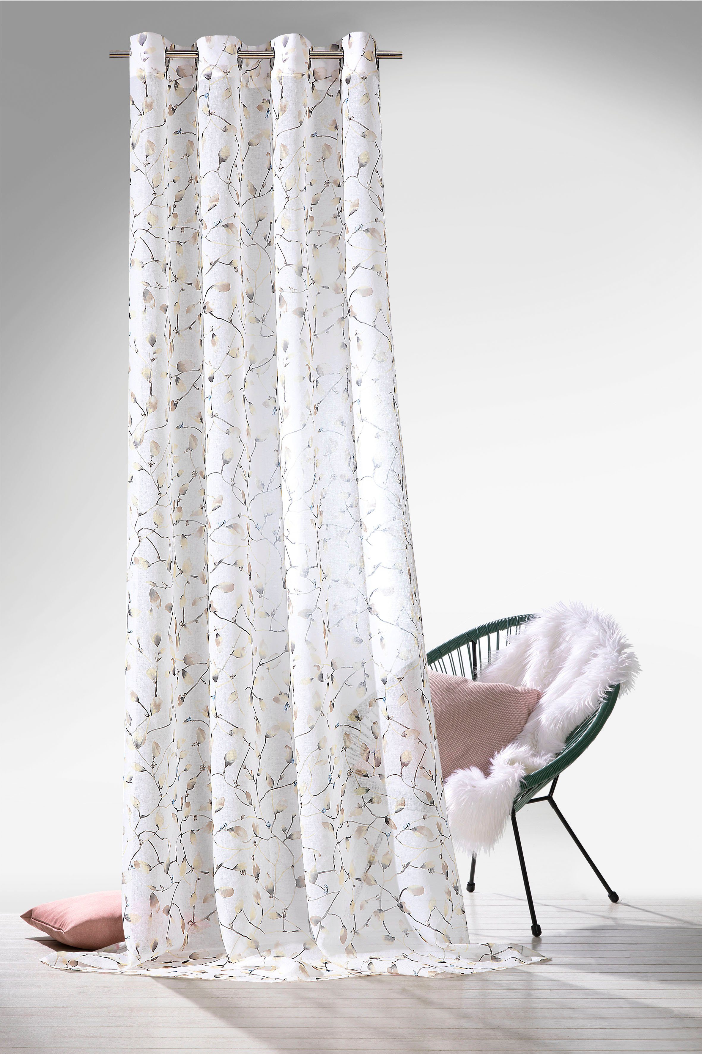 Weckbrodt Vorhang "Mila" Ösen 1 Stk. tlg. Leinen-Optik, transparent, mit fl günstig online kaufen