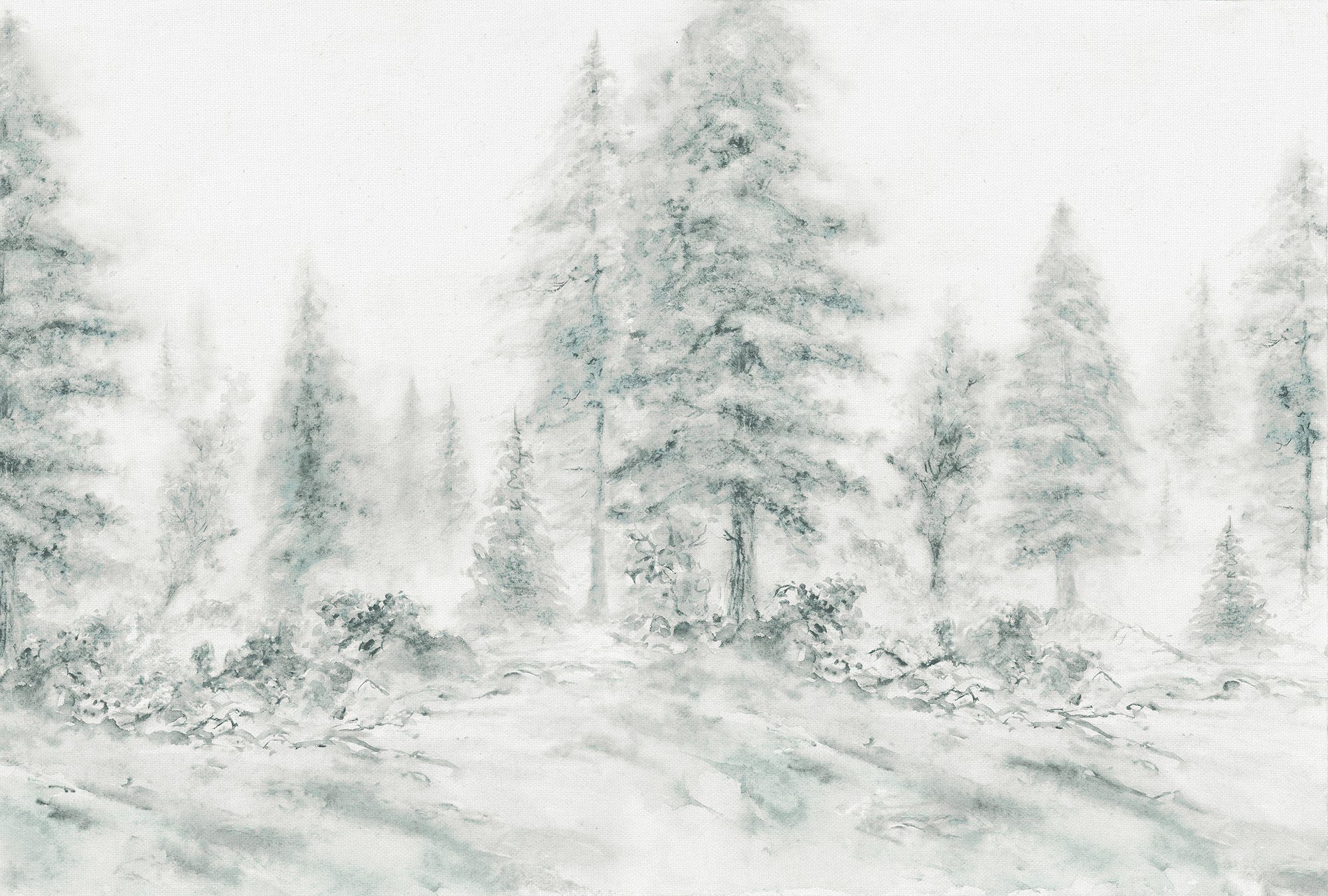 Architects Paper Fototapete Atelier 47 Aquarel Forest 2, glatt, Wald, (4 St), Vlies, Wand, Schräge, Decke