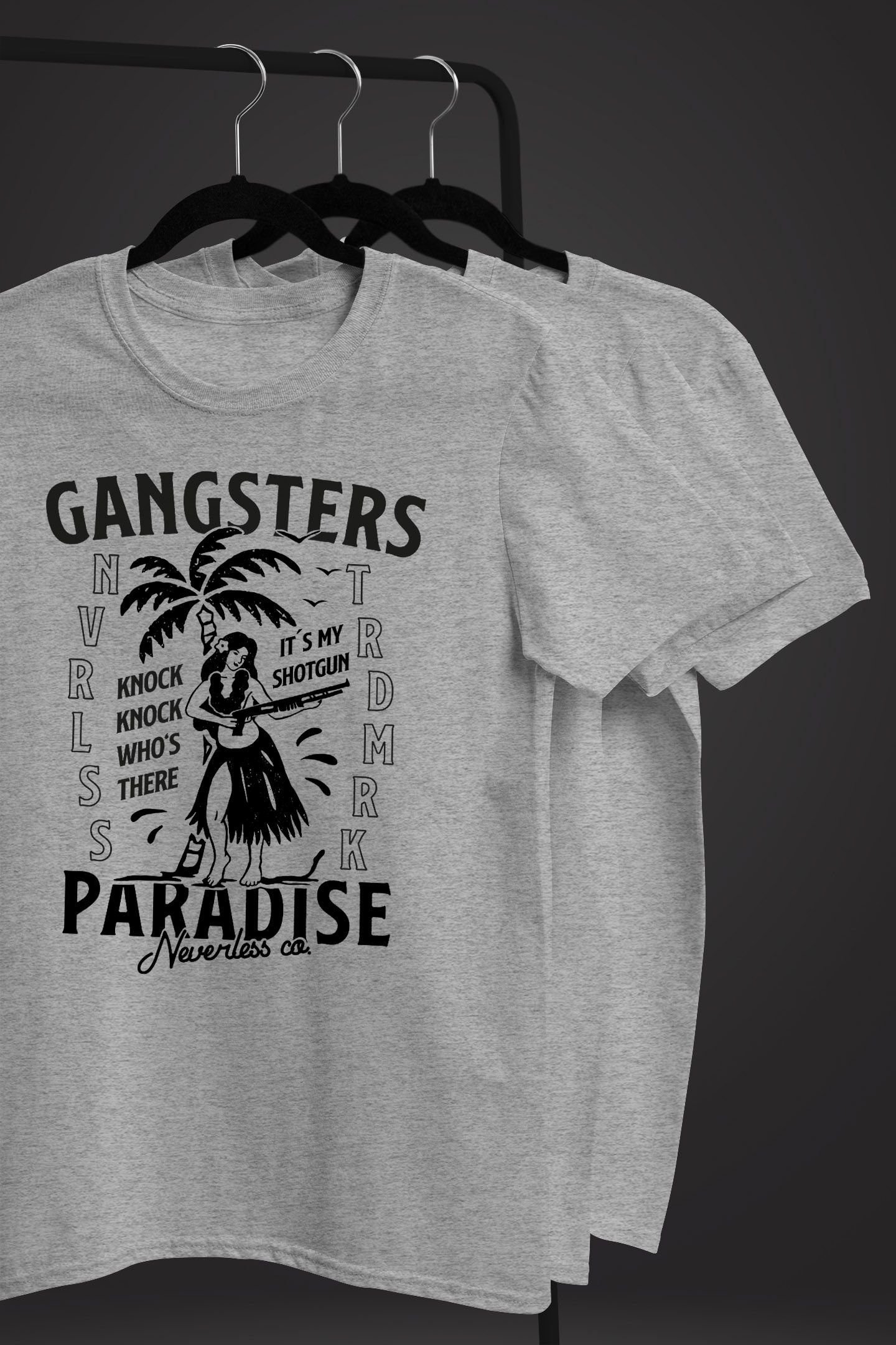 Neverless Print-Shirt Rapper Print Herren Neverless® mit Paradise T-Shirt Gangsters Streetstyle Printshirt Fashion Rap grau T-Shirt