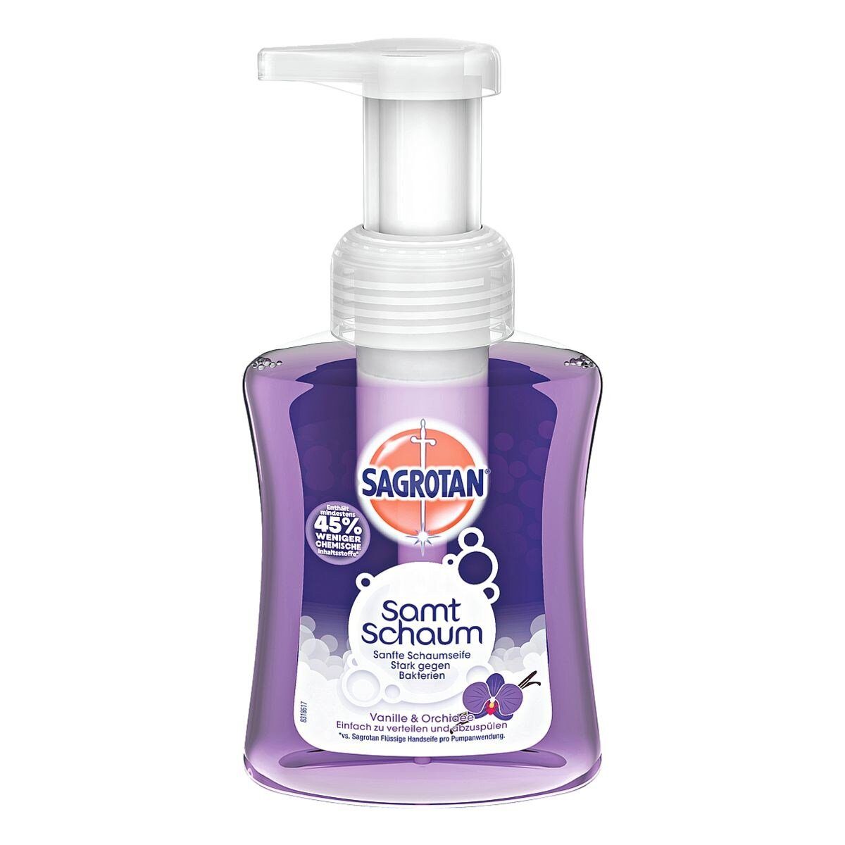 SAGROTAN Flüssigseife Vanilla & Orchidee, Schaumseife mit Dual-Effekt, 250 ml