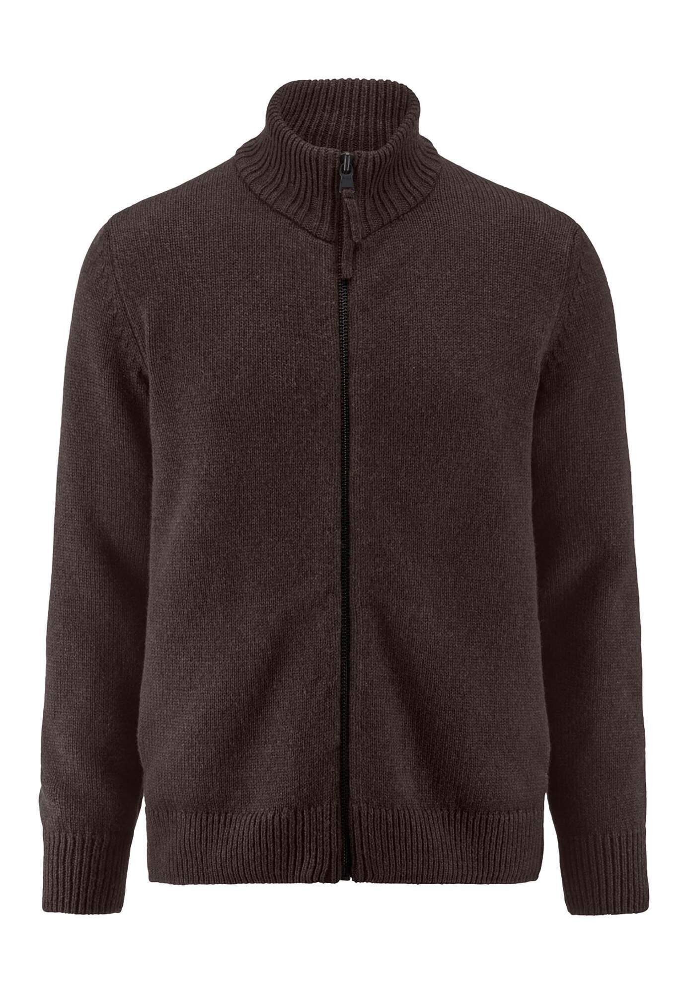 Hessnatur Strickjacke Regular aus Bio-Merinowolle mit Bio-Baumwolle (1-tlg)
