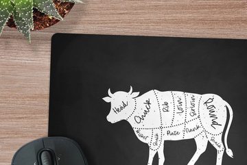 MuchoWow Gaming Mauspad Kuh - Fleisch - Metzger (1-St), Mousepad mit Rutschfester Unterseite, Gaming, 40x40 cm, XXL, Großes