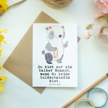 Mr. & Mrs. Panda Grußkarte Goldschmiedin Herz - Weiß - Geschenk, Schmuckwarenhändlerin, Hochzeit, Hochwertiger Karton