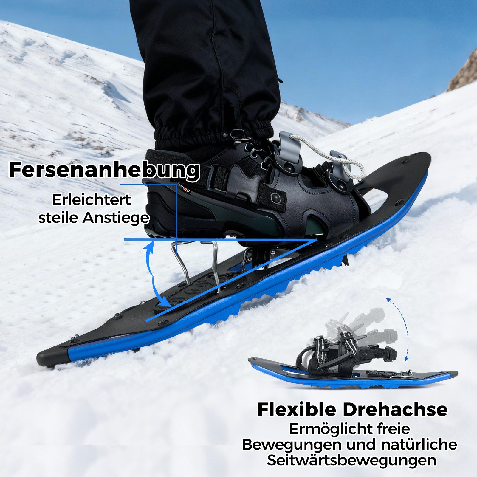 COSTWAY Schneeschuhe, mit Trekkingstöcken, Schuhgröße 35-40 bis 68kg