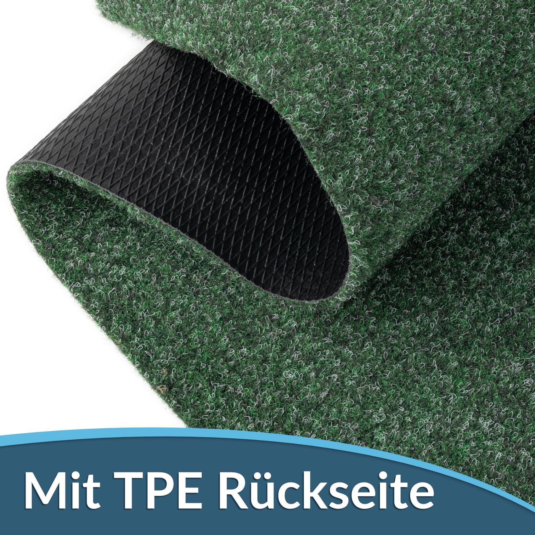 ANRO Fußmatte POET Schuhparkplatz schmal Schmutzfangmatte Unifarben, eckig, Höhe: 3 mm, Schuh-Abstellplatz rutschfest 25x60cm Kräusel Grün wasserdicht