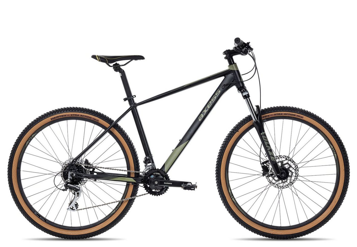 Axess Mountainbike KEEDO, 16 Gang Shimano Acera M3020 8 speed Schaltwerk, Kettenschaltung, MTB-Hardtail Herrenrad 29 Zoll schwarz/grau