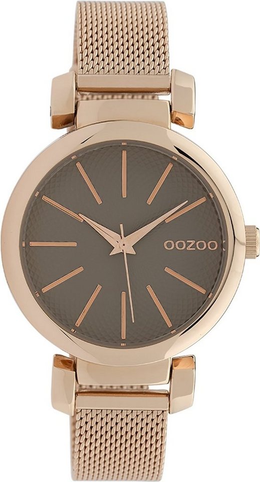 OOZOO Quarzuhr Oozoo Damen Armbanduhr Timepieces Analog, Damenuhr rund,  mittel (ca. 36mm) Metallarmband, Fashion-Style, stufenlos verstellbarer  Schiebeverschluss