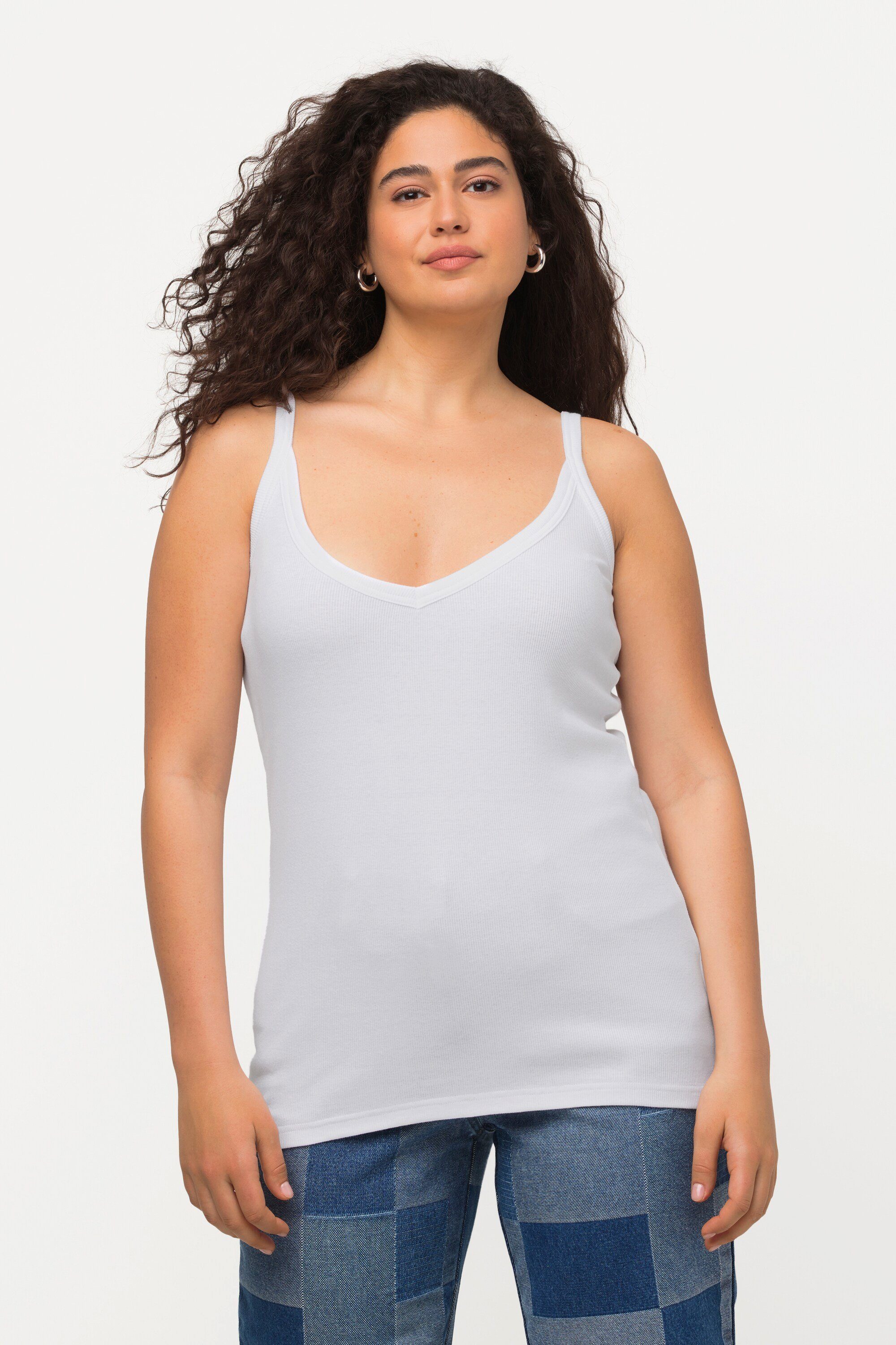 Ulla Popken Longtop Ripptop Slim V-Ausschnitt günstig online kaufen