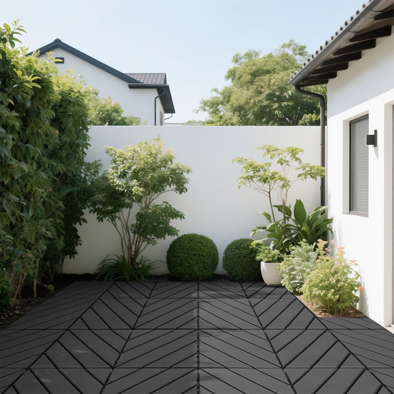 autolock Terrassenplatte Terrassenplatte,Terrassenfliesen,Klicksystem,Polypropylen,30x30CM, Schwarz, 44 Stück,DIY Steckfliesen wasserdicht,für den Außen-und Innenbereich