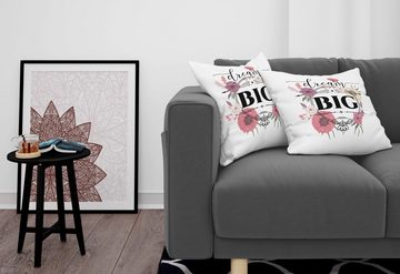 Kissenbezüge Modern Accent Doppelseitiger Digitaldruck, Abakuhaus (2 Stück), Traum Traum groß Typografie Blumen