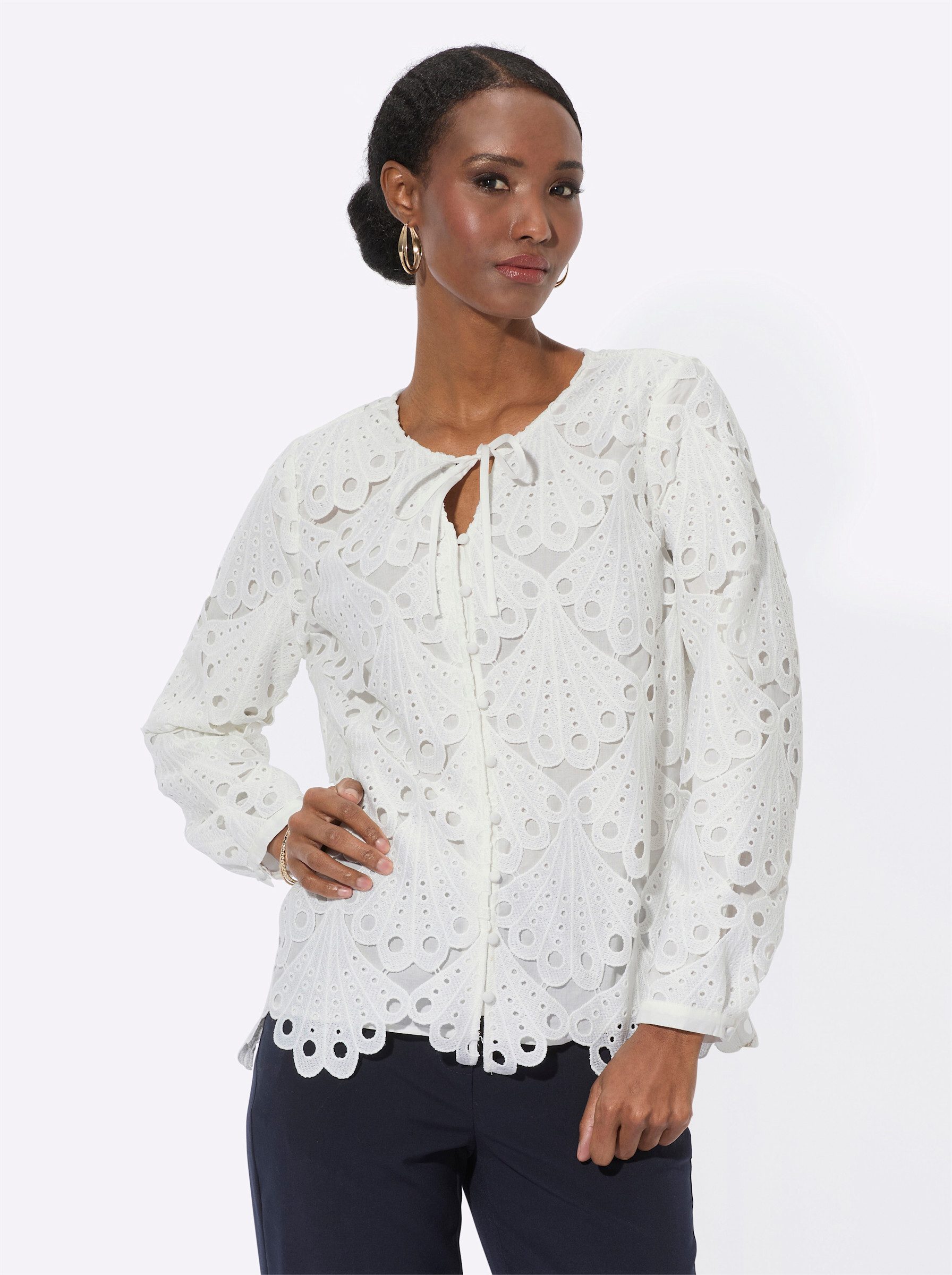Klassische Bluse Spitzenbluse