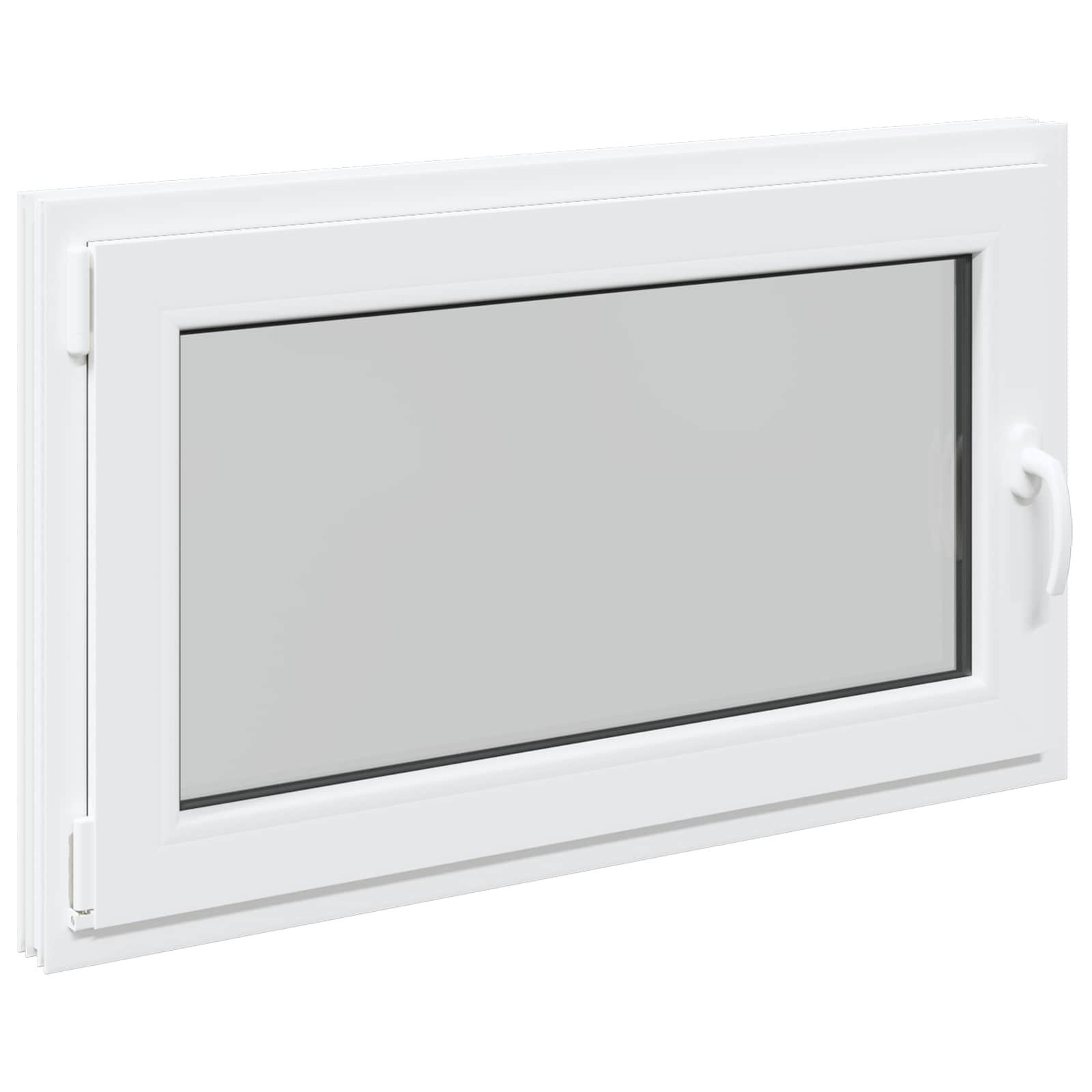 vidaXL Fenster Kellerfenster RISOR 100 x 70 cm PVC und Glas Weiß, (1 St)